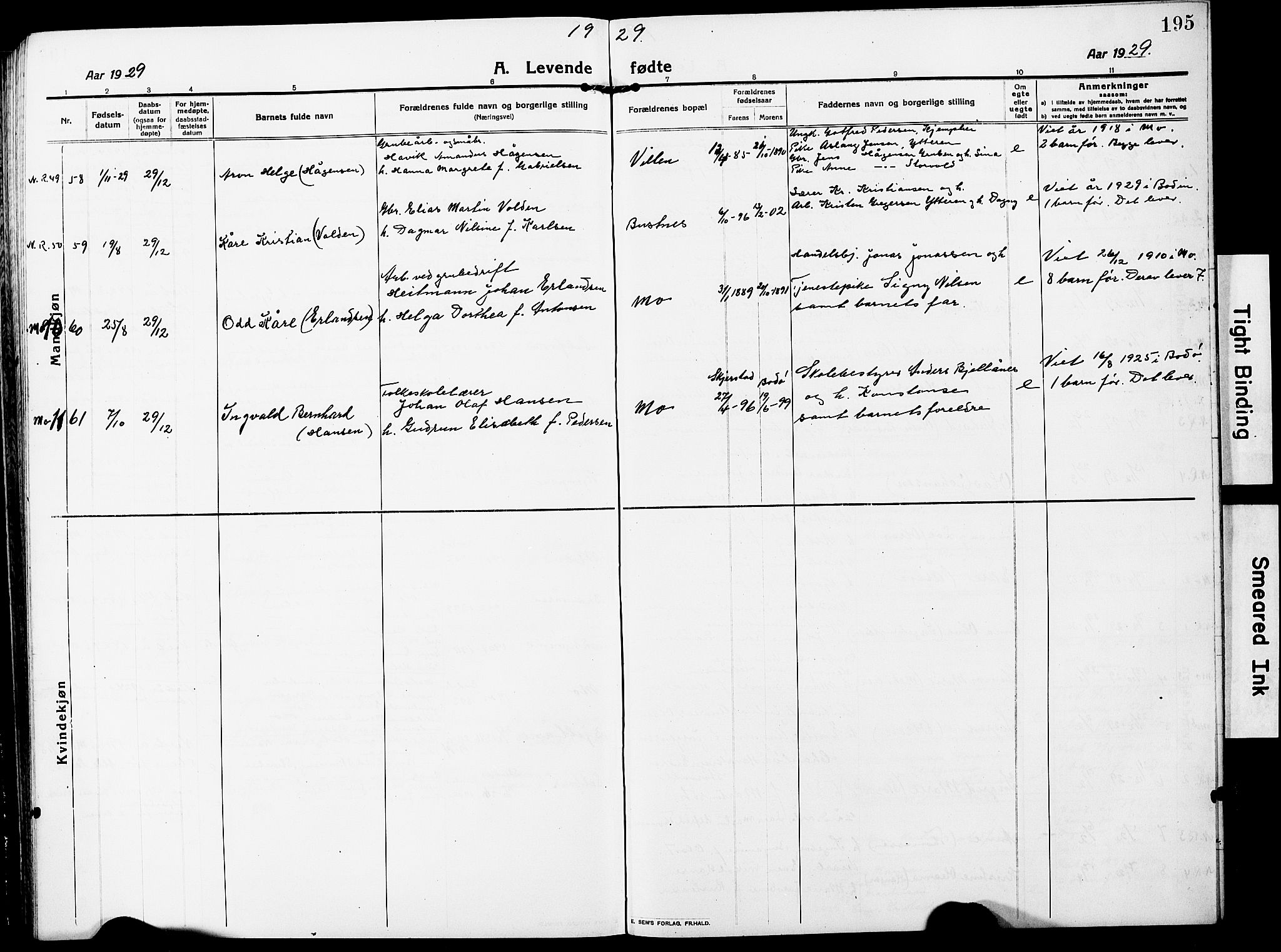 Ministerialprotokoller, klokkerbøker og fødselsregistre - Nordland, AV/SAT-A-1459/827/L0423: Parish register (copy) no. 827C12, 1912-1930, p. 195