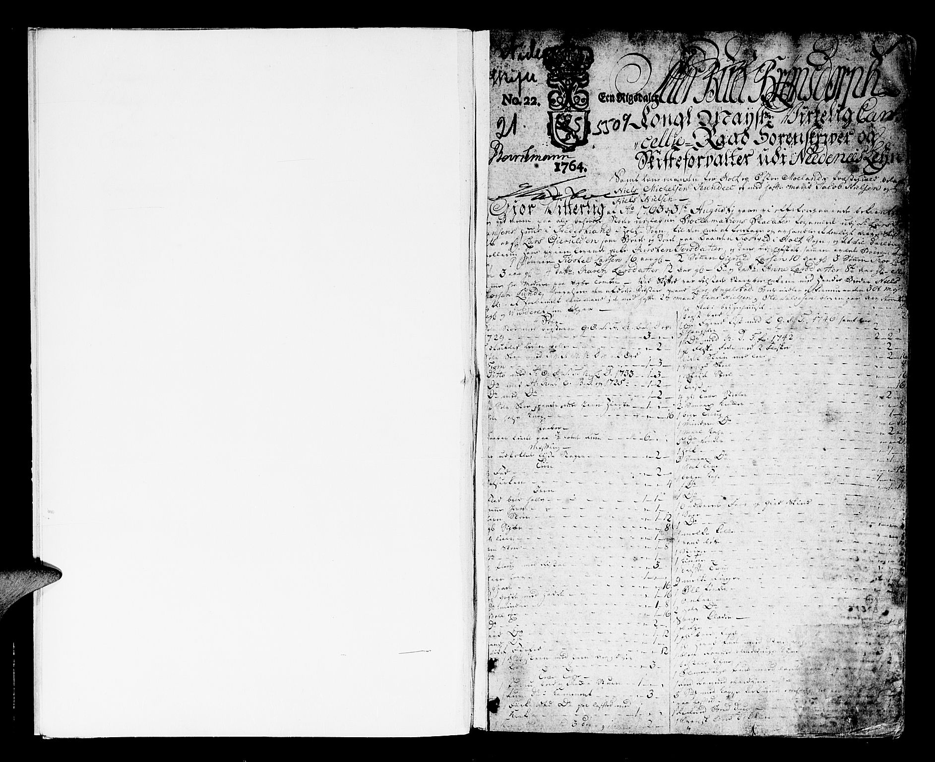 Nedenes sorenskriveri før 1824, AV/SAK-1221-0007/H/Hc/L0030: Skifteprotokoll med register nr 21a, 1763-1767, p. 0b-1a