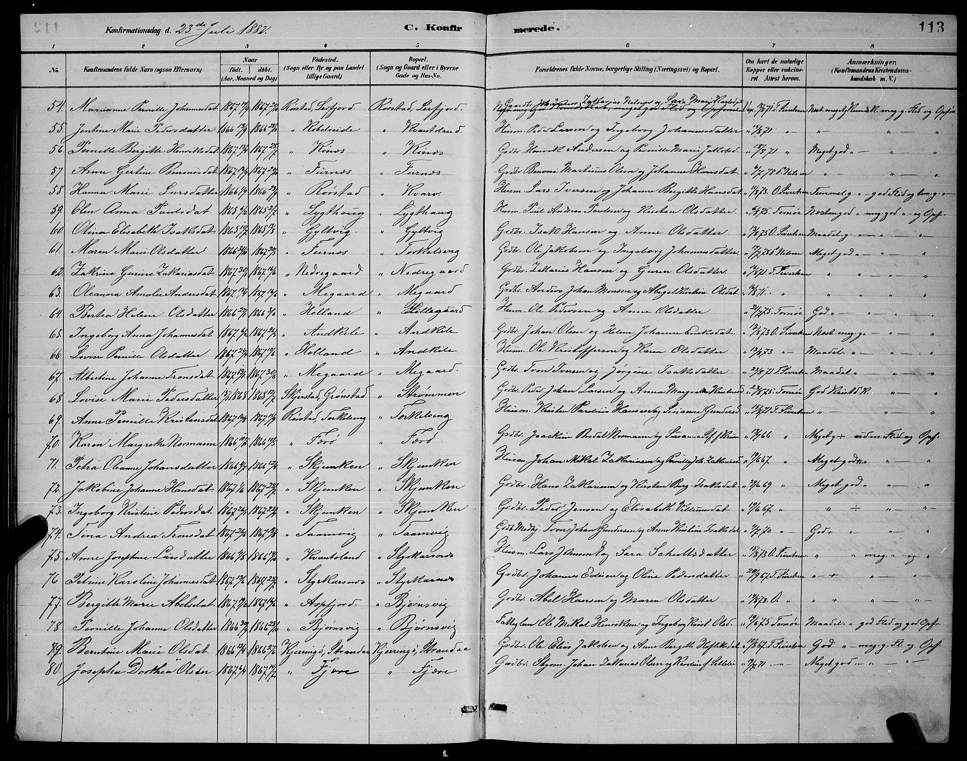 Ministerialprotokoller, klokkerbøker og fødselsregistre - Nordland, AV/SAT-A-1459/853/L0772: Parish register (official) no. 853A11, 1881-1900, p. 113