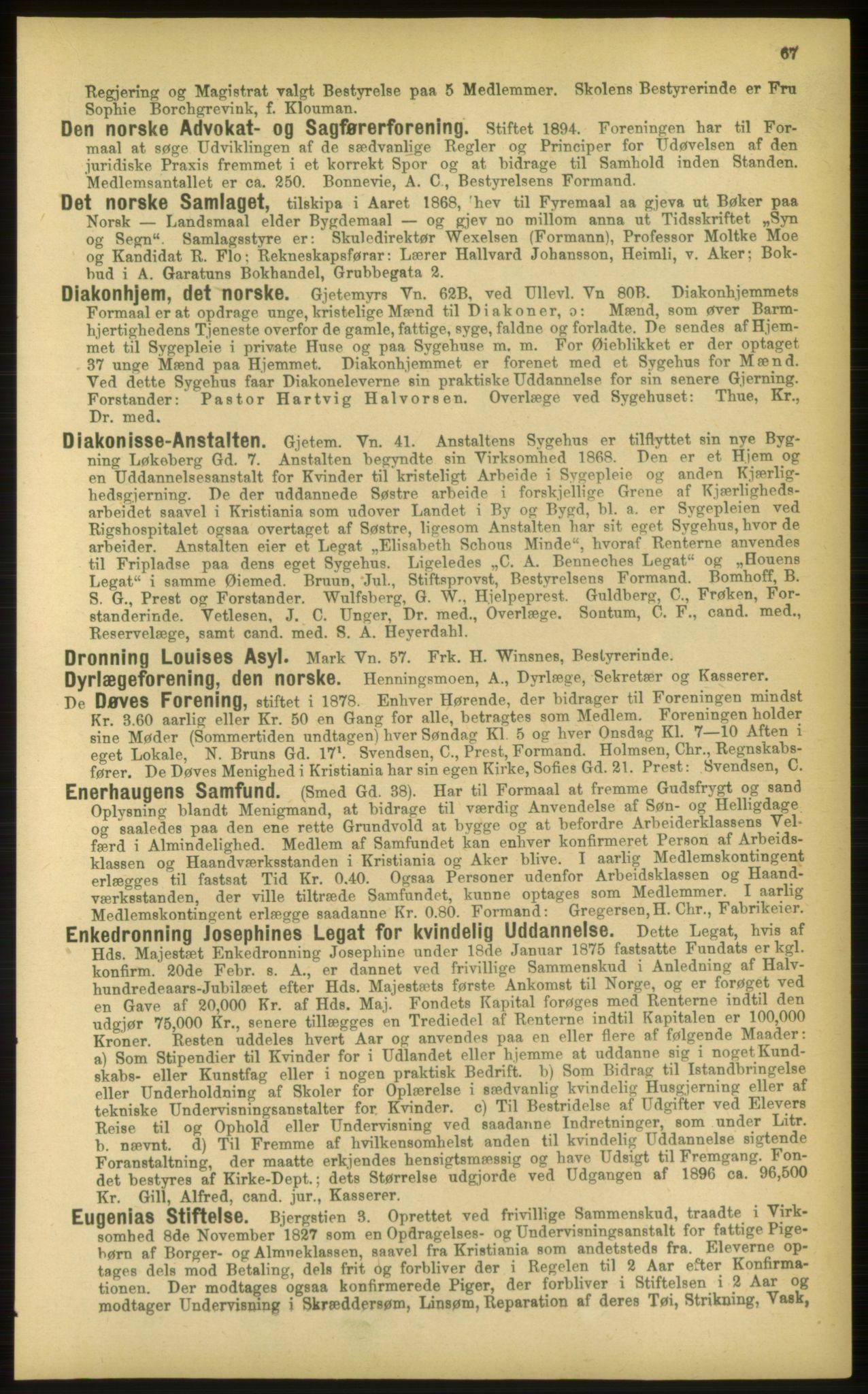 Kristiania/Oslo adressebok, PUBL/-, 1898, p. 67