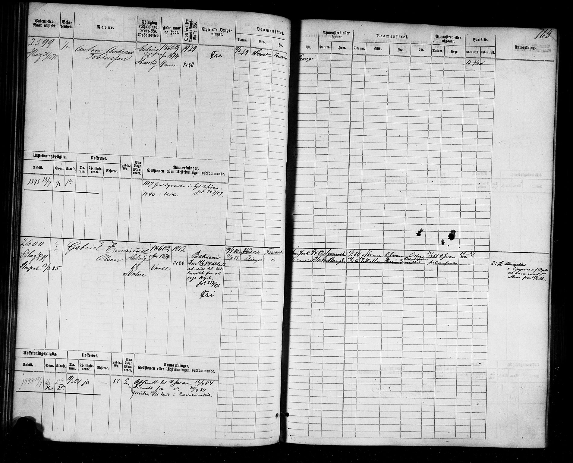 Farsund mønstringskrets, AV/SAK-2031-0017/F/Fb/L0004: Hovedrulle nr 2275-3040, M-7, 1875-1915, p. 167