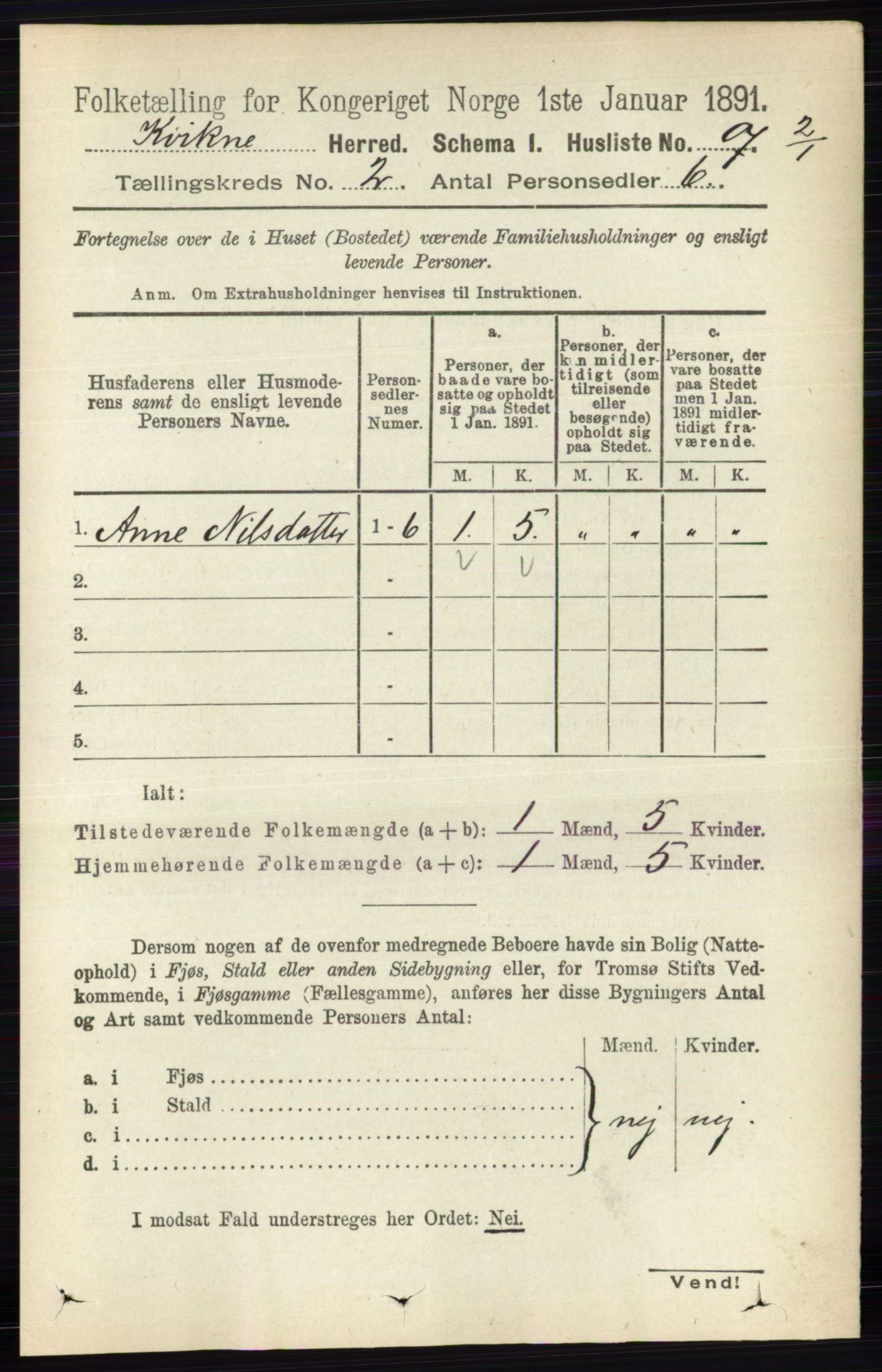 RA, 1891 census for 0440 Kvikne, 1891, p. 234