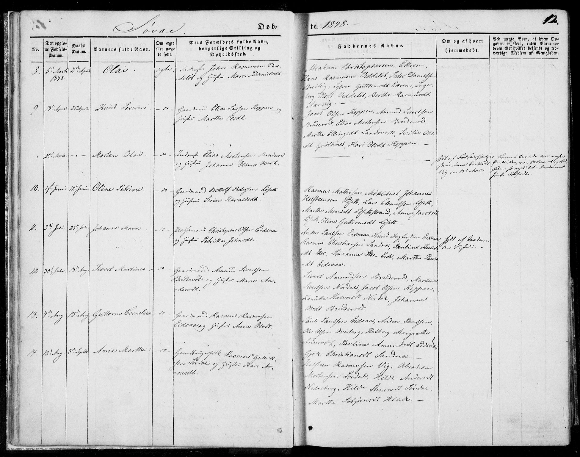 Ministerialprotokoller, klokkerbøker og fødselsregistre - Møre og Romsdal, SAT/A-1454/502/L0023: Parish register (official) no. 502A01, 1844-1873, p. 12