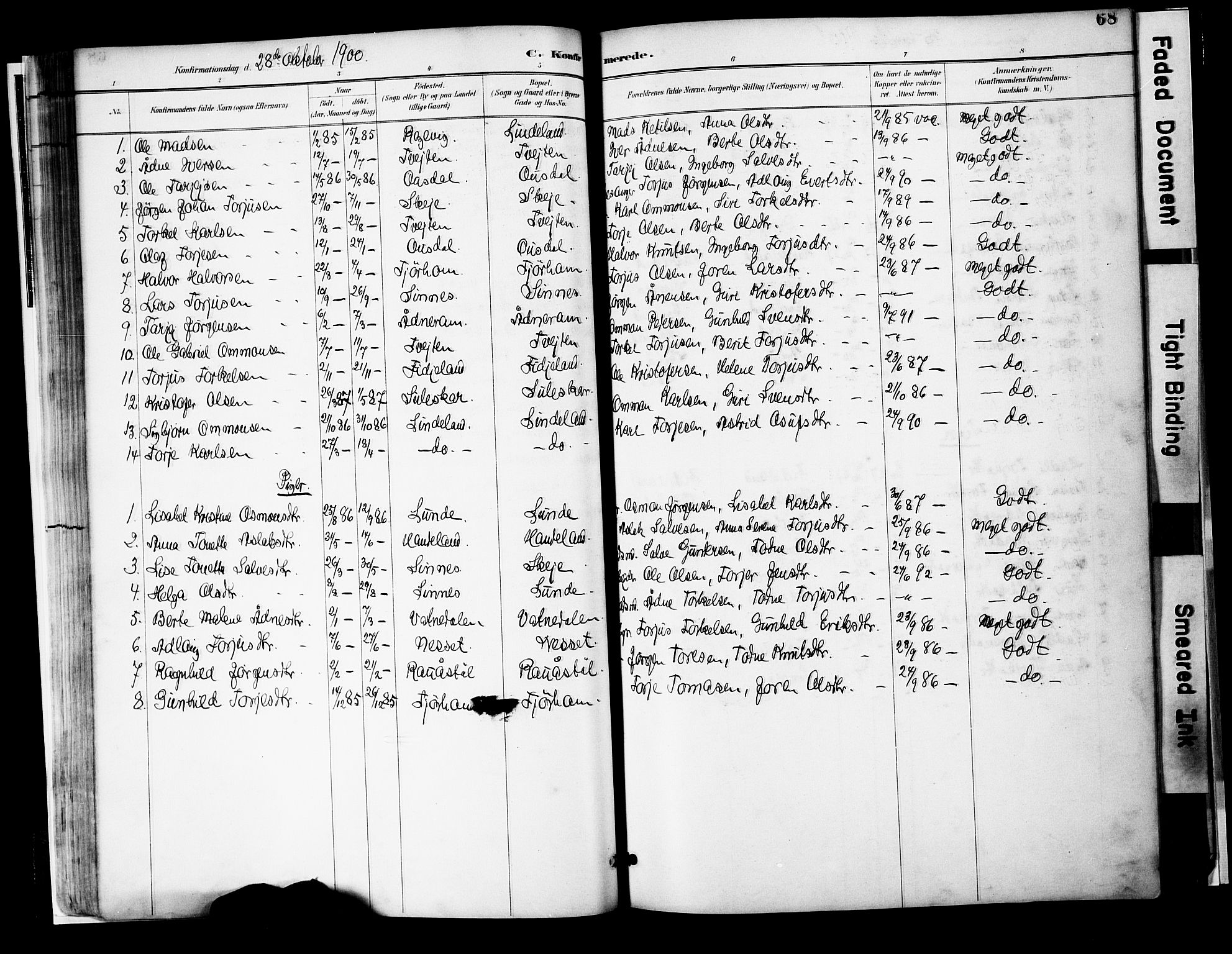 Sirdal sokneprestkontor, AV/SAK-1111-0036/F/Fa/Faa/L0001: Parish register (official) no. A 1, 1887-1910, p. 68