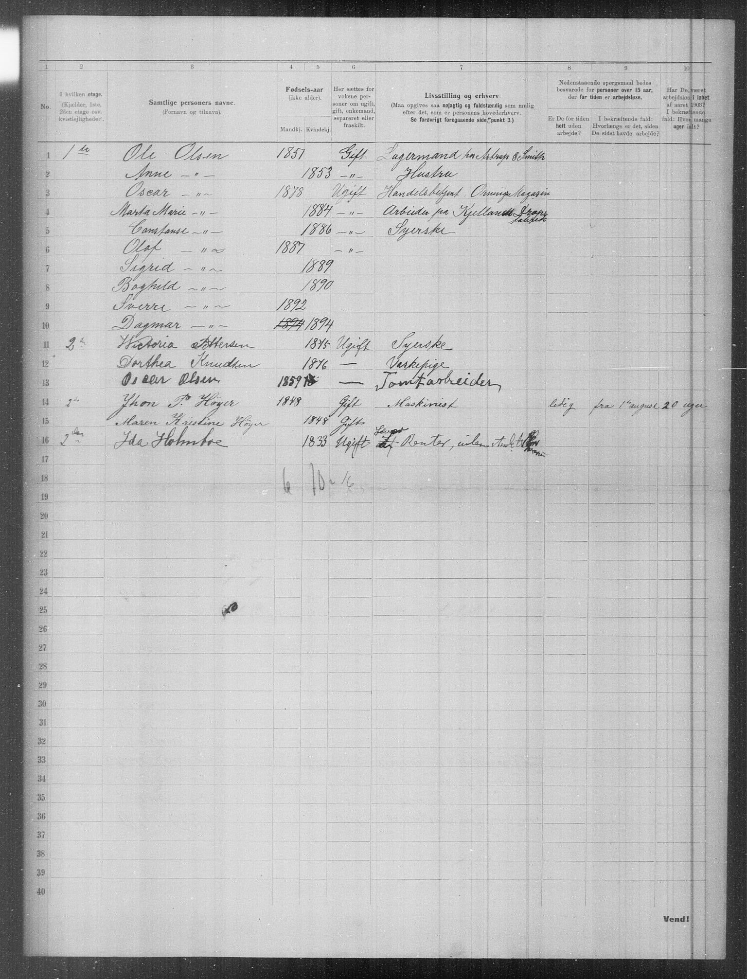 OBA, Municipal Census 1903 for Kristiania, 1903, p. 3534