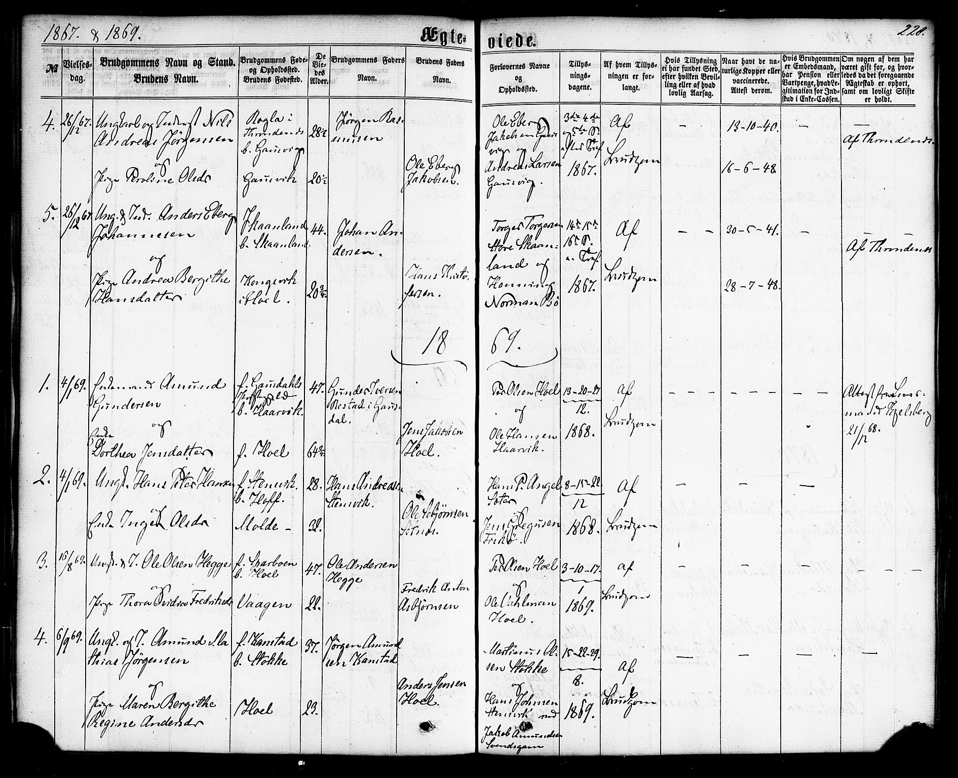 Ministerialprotokoller, klokkerbøker og fødselsregistre - Nordland, SAT/A-1459/865/L0923: Parish register (official) no. 865A01, 1864-1884, p. 228