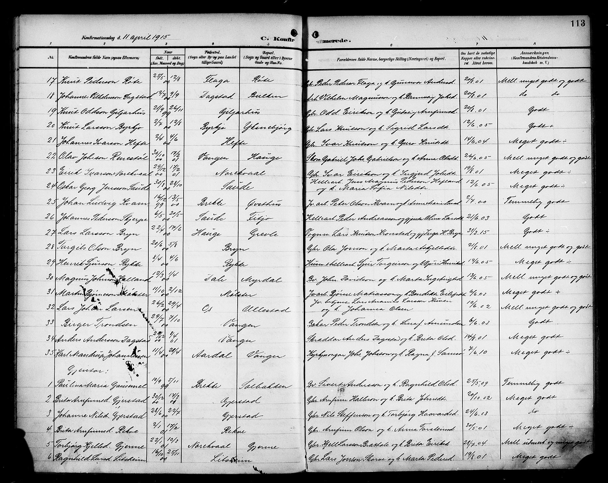 Voss sokneprestembete, AV/SAB-A-79001/H/Haa: Parish register (official) no. B 2, 1899-1922, p. 113