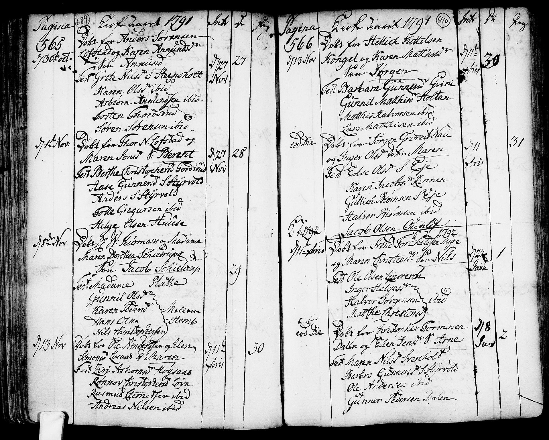 Lardal kirkebøker, SAKO/A-350/F/Fa/L0003: Parish register (official) no. I 3, 1733-1815, p. 689-690