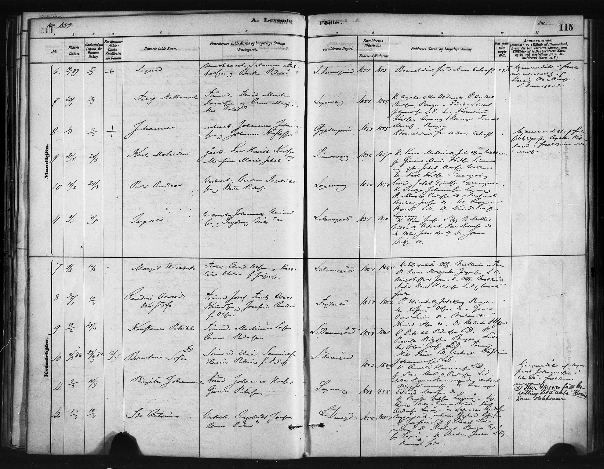 Askøy Sokneprestembete, AV/SAB-A-74101/H/Ha/Haa/Haae/L0002: Parish register (official) no. E 2, 1878-1891, p. 115