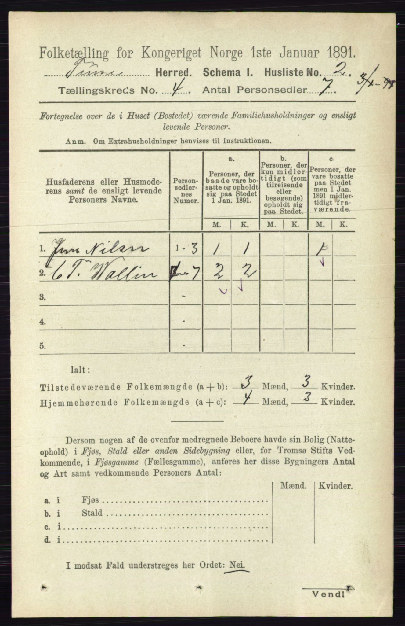 RA, 1891 census for 0130 Tune, 1891, p. 2038