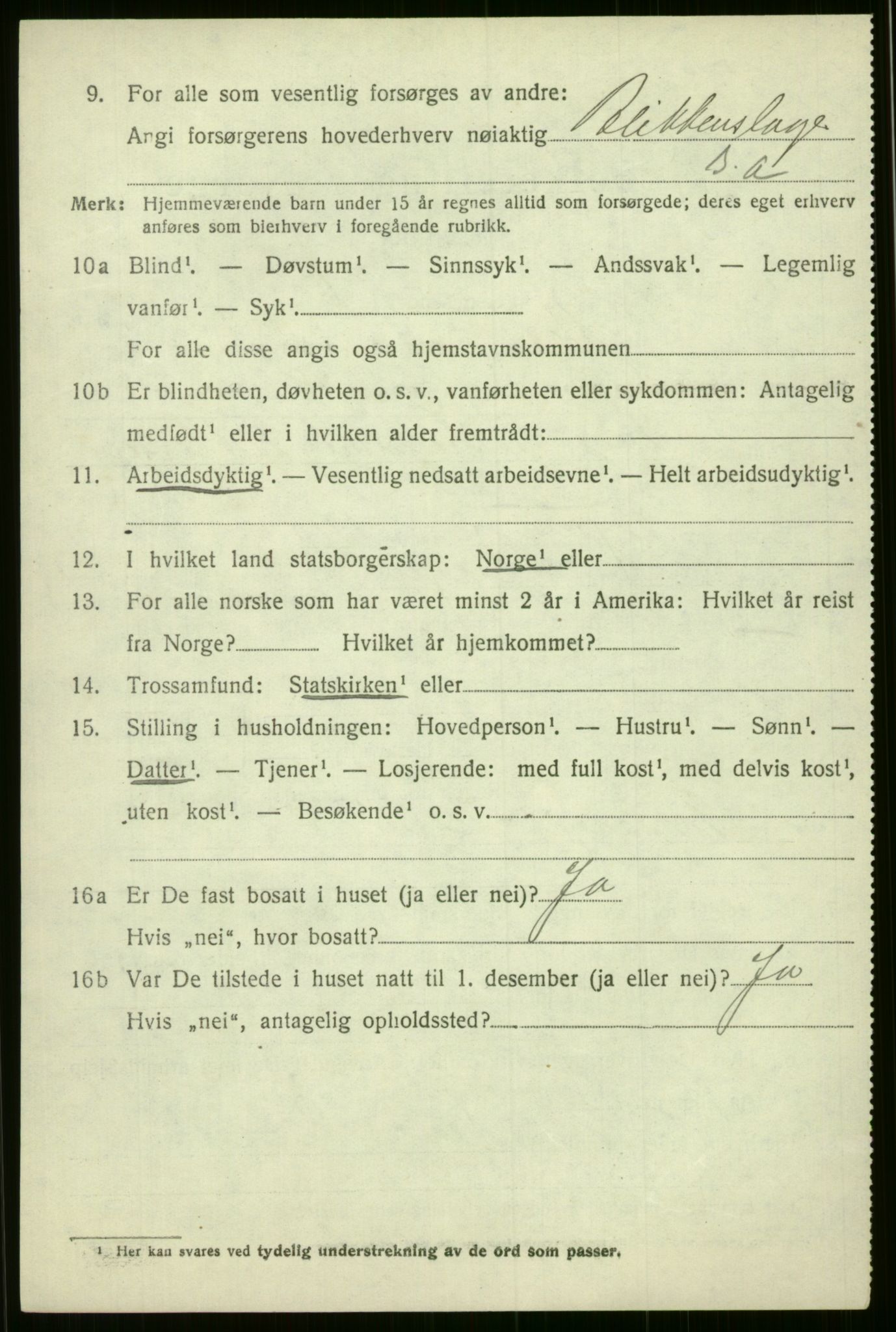 SAB, 1920 census for Voss, 1920, p. 7886