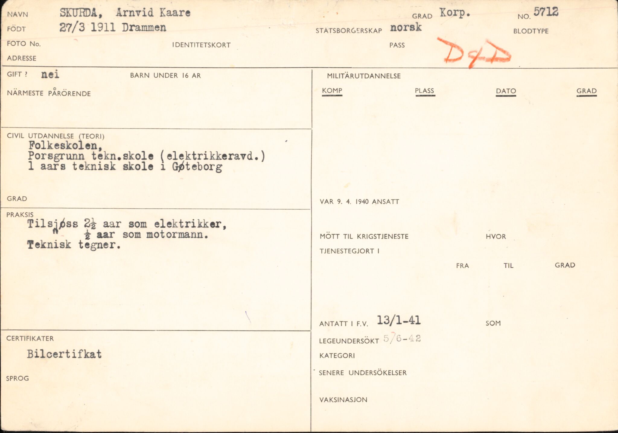 Forsvaret, Forsvarets overkommando/Luftforsvarsstaben, AV/RA-RAFA-4079/P/Pa/L0028: Personellpapirer, 1911, p. 161