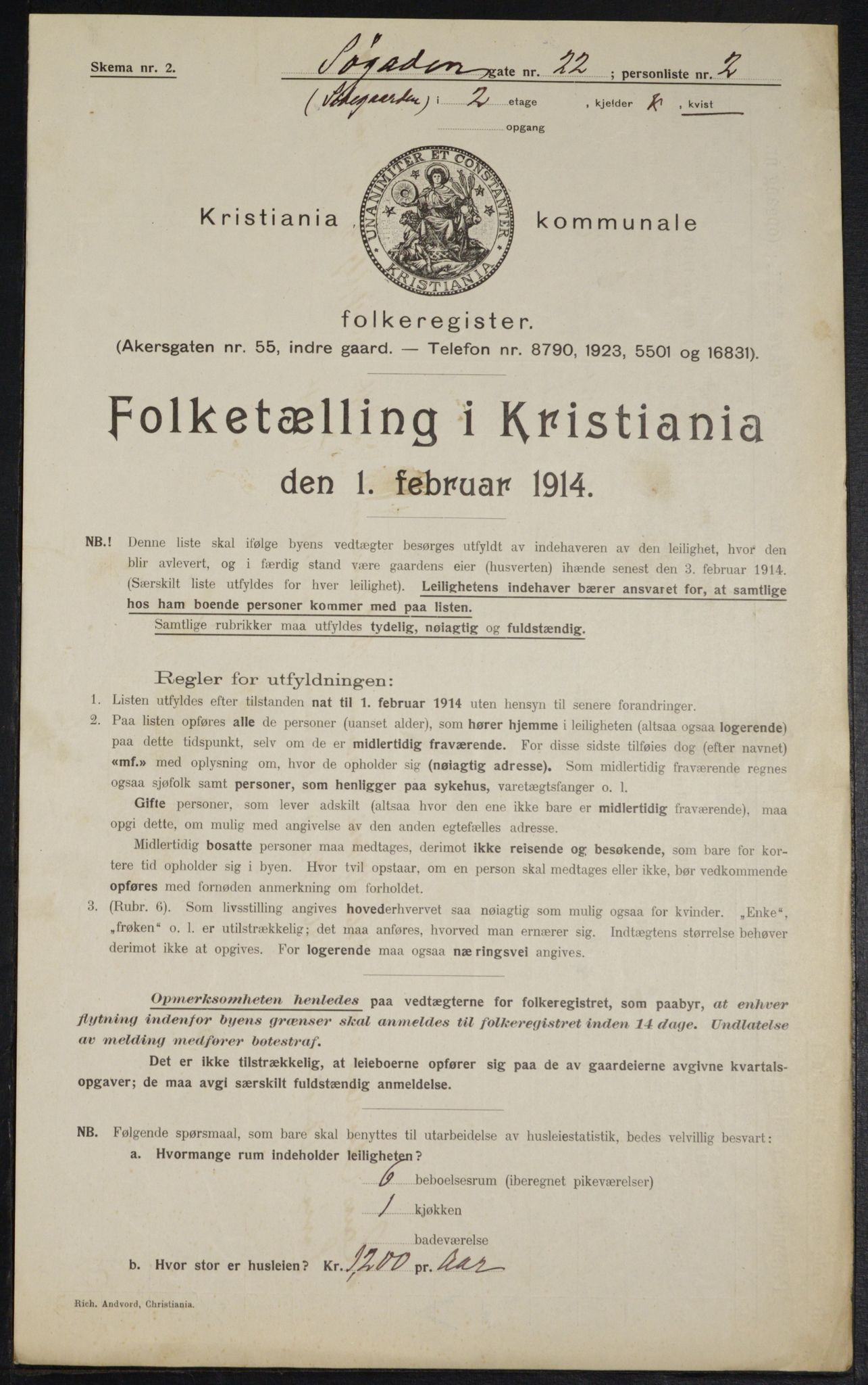 OBA, Municipal Census 1914 for Kristiania, 1914, p. 95129