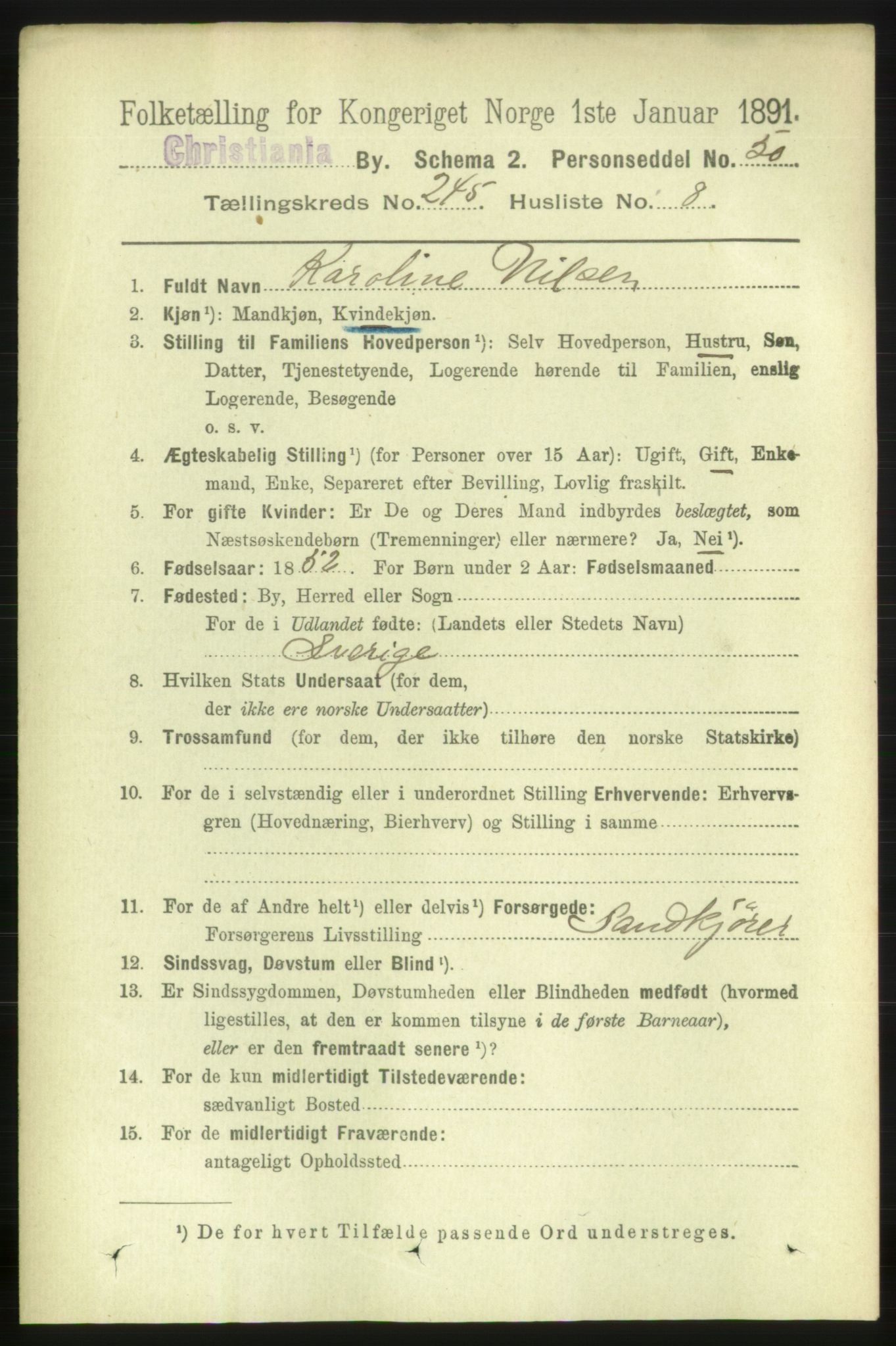 RA, 1891 census for 0301 Kristiania, 1891, p. 149541