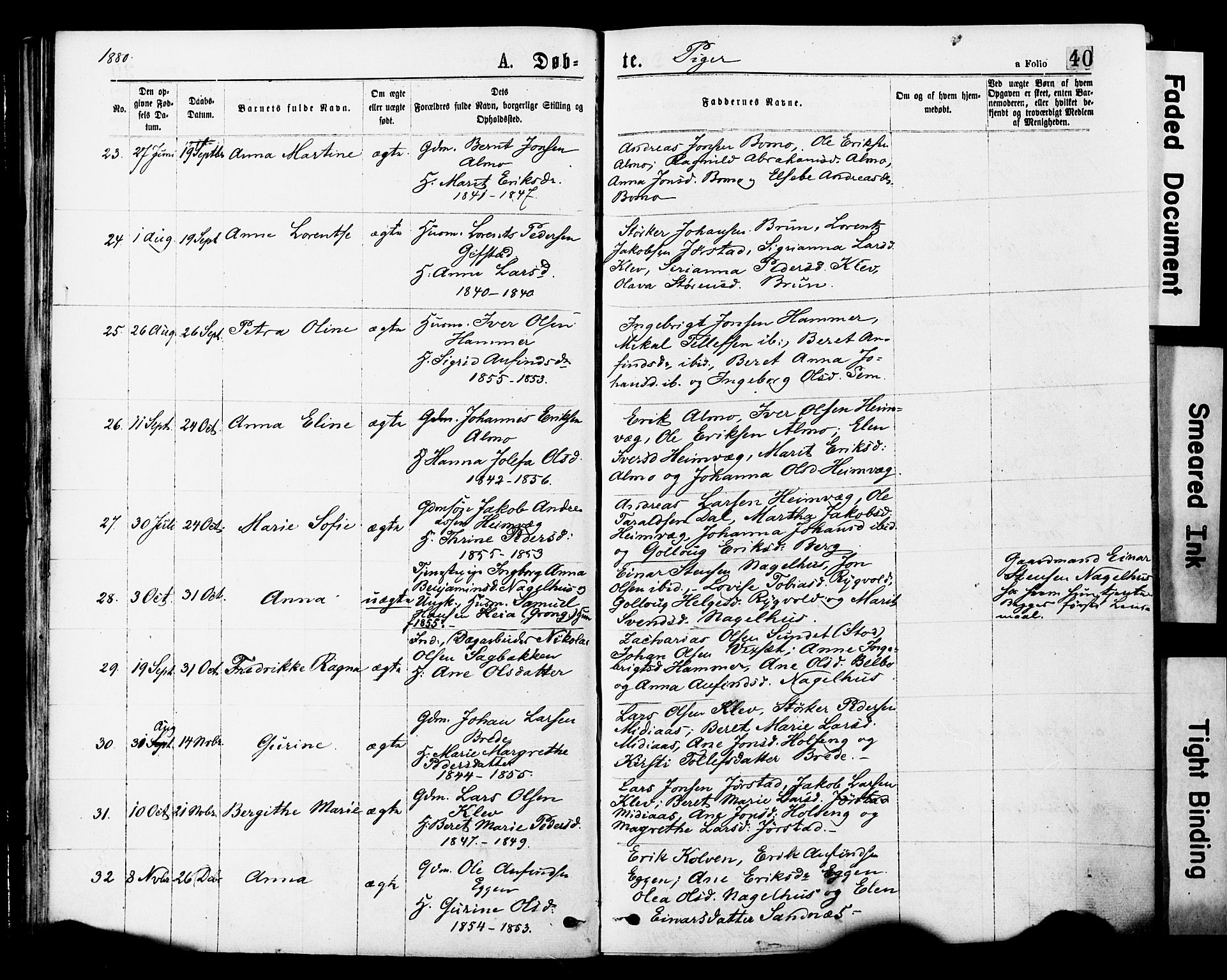 Ministerialprotokoller, klokkerbøker og fødselsregistre - Nord-Trøndelag, SAT/A-1458/749/L0473: Parish register (official) no. 749A07, 1873-1887, p. 40