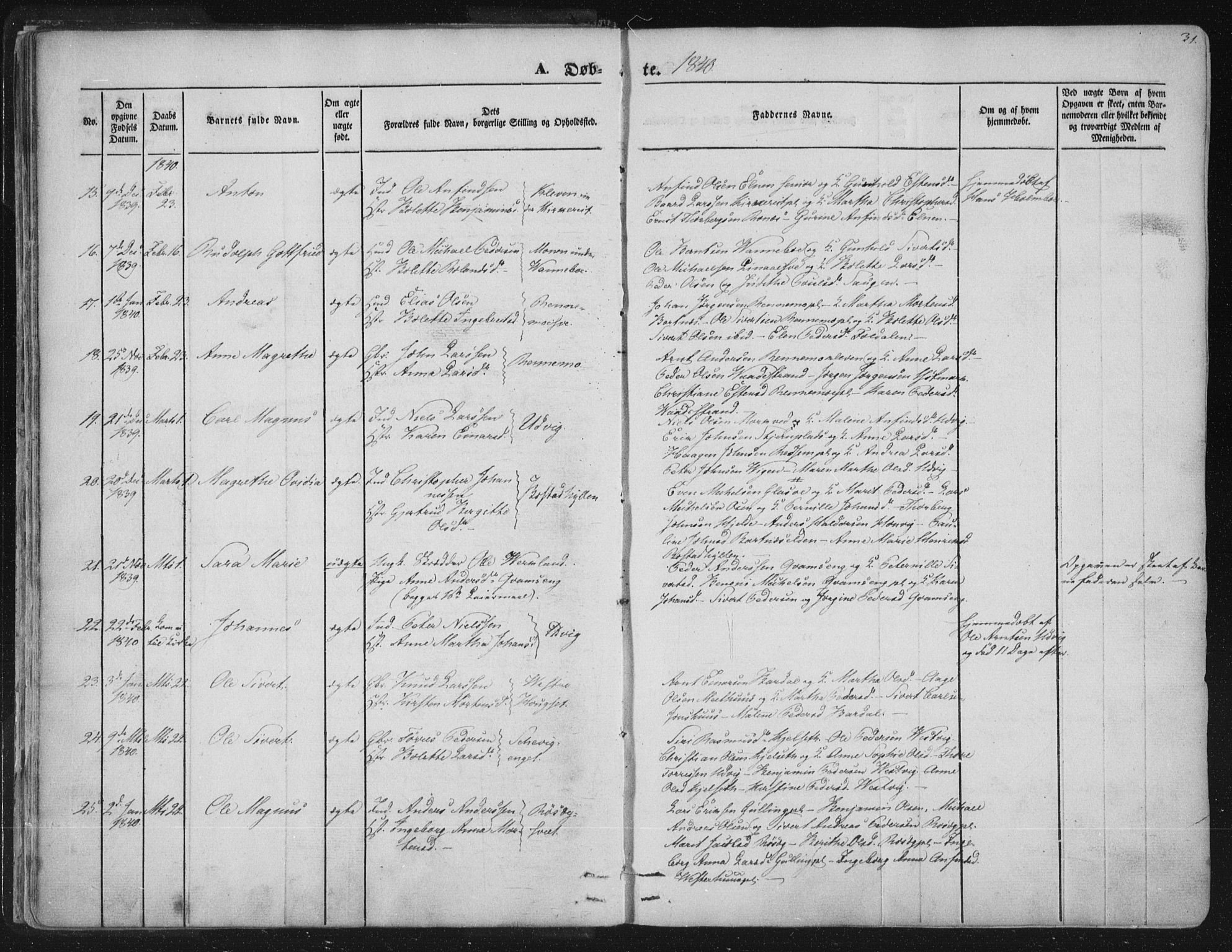 Ministerialprotokoller, klokkerbøker og fødselsregistre - Nord-Trøndelag, AV/SAT-A-1458/741/L0392: Parish register (official) no. 741A06, 1836-1848, p. 31