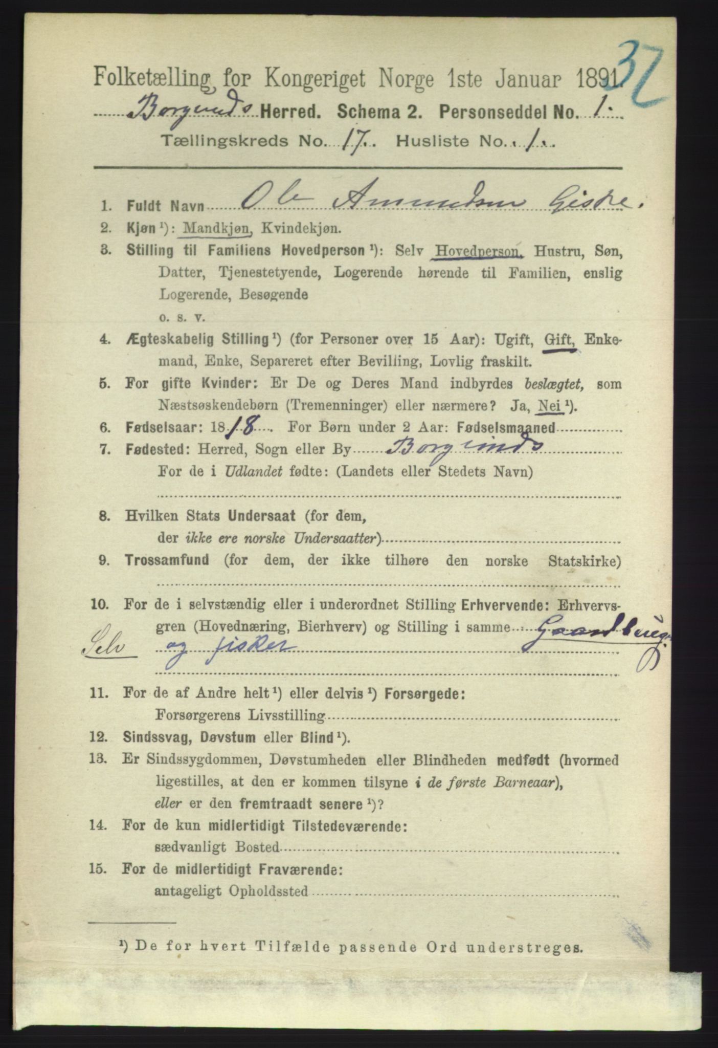 RA, 1891 census for 1531 Borgund, 1891, p. 4974