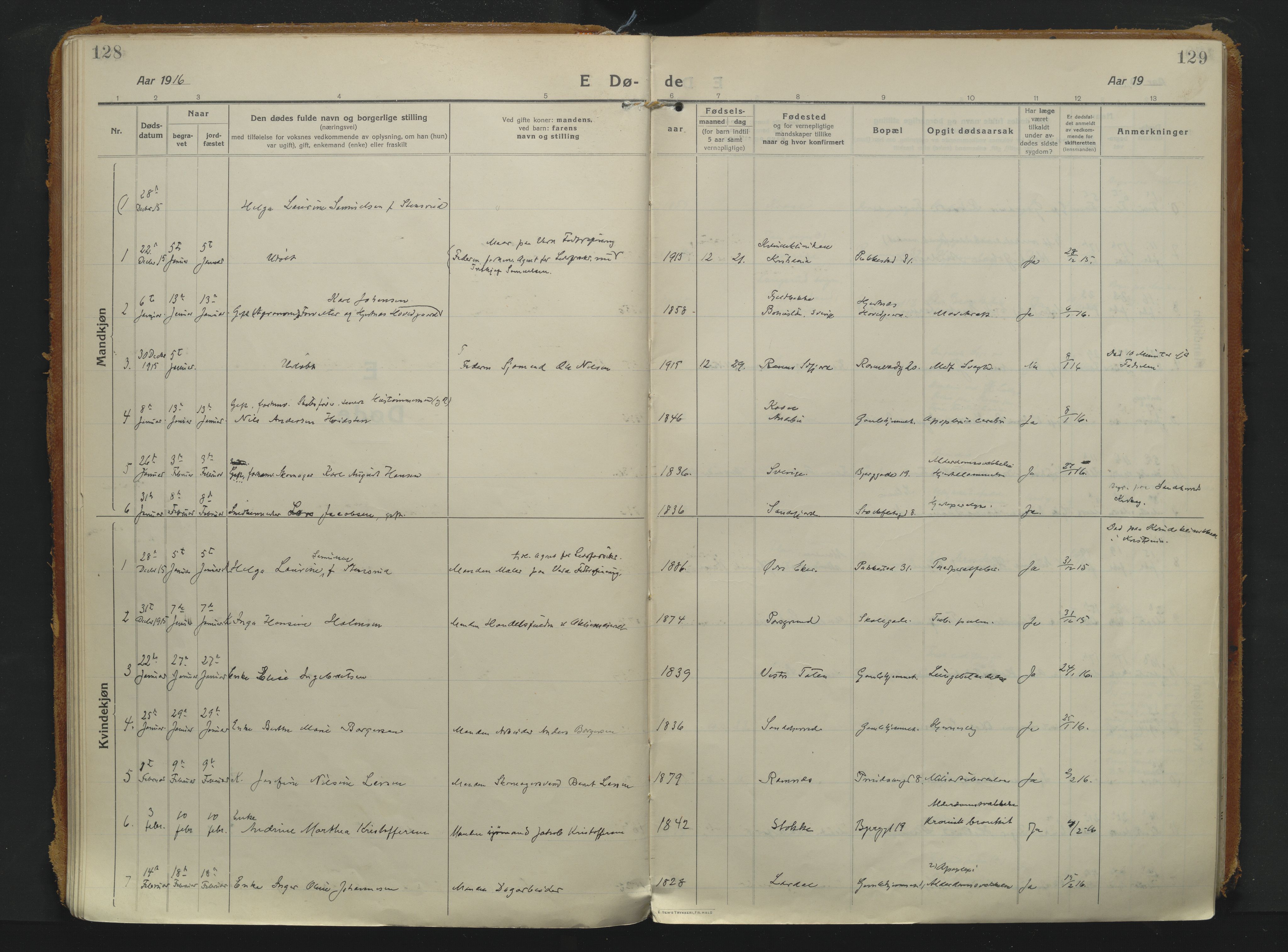 Sandefjord kirkebøker, SAKO/A-315/F/Fa/L0008: Parish register (official) no. 8, 1916-1926, p. 128-129