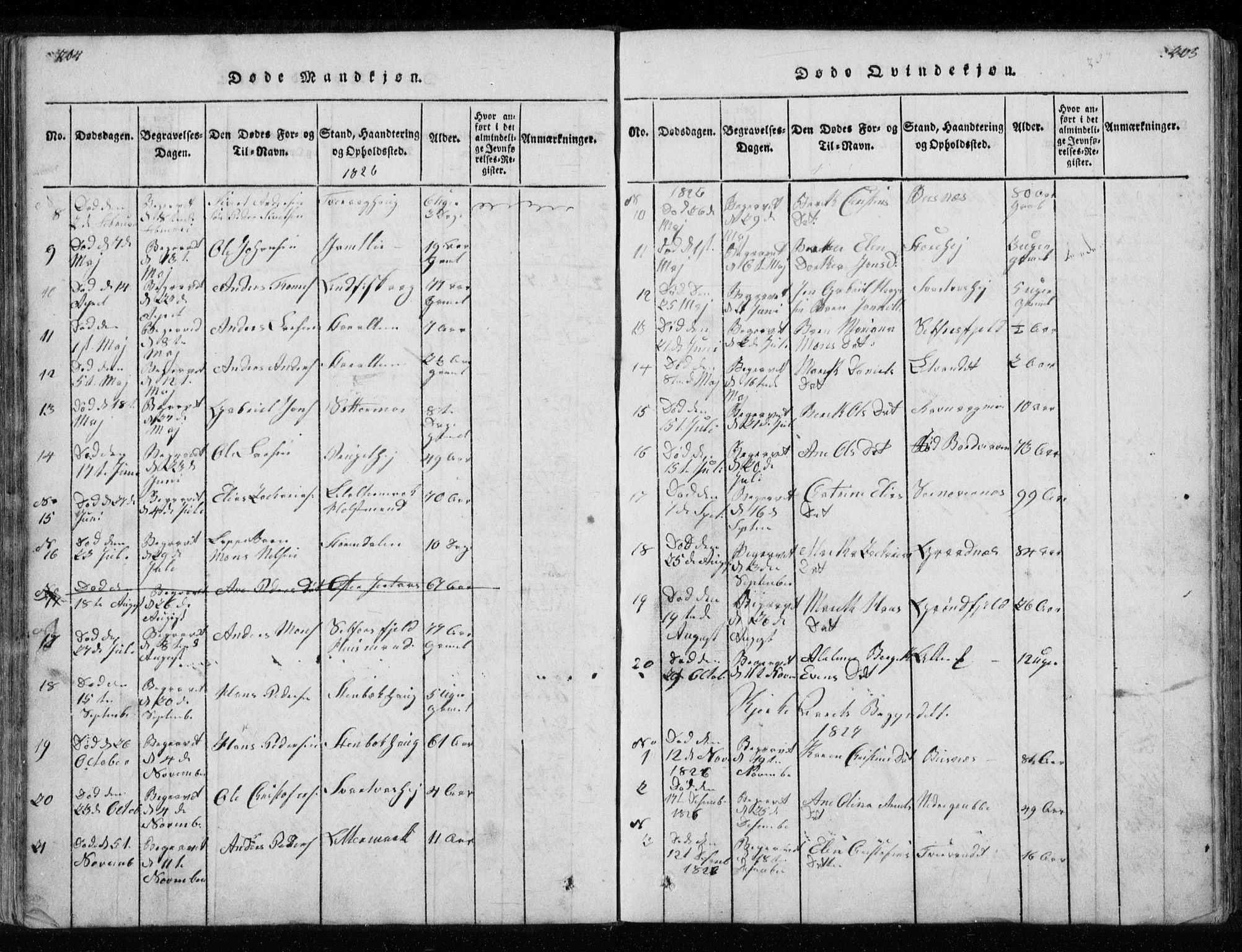 Ministerialprotokoller, klokkerbøker og fødselsregistre - Nordland, SAT/A-1459/827/L0412: Parish register (copy) no. 827C01, 1820-1841, p. 204-205