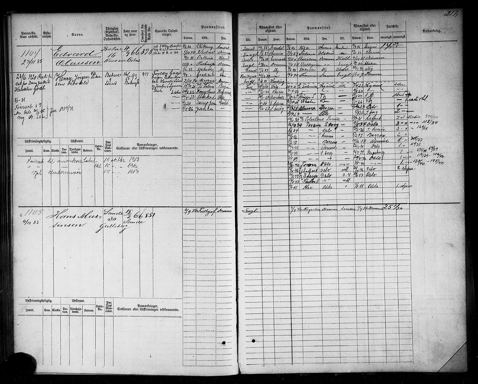 Holmestrand innrulleringskontor, AV/SAKO-A-1151/F/Fc/L0004: Hovedrulle, 1872-1913, p. 256