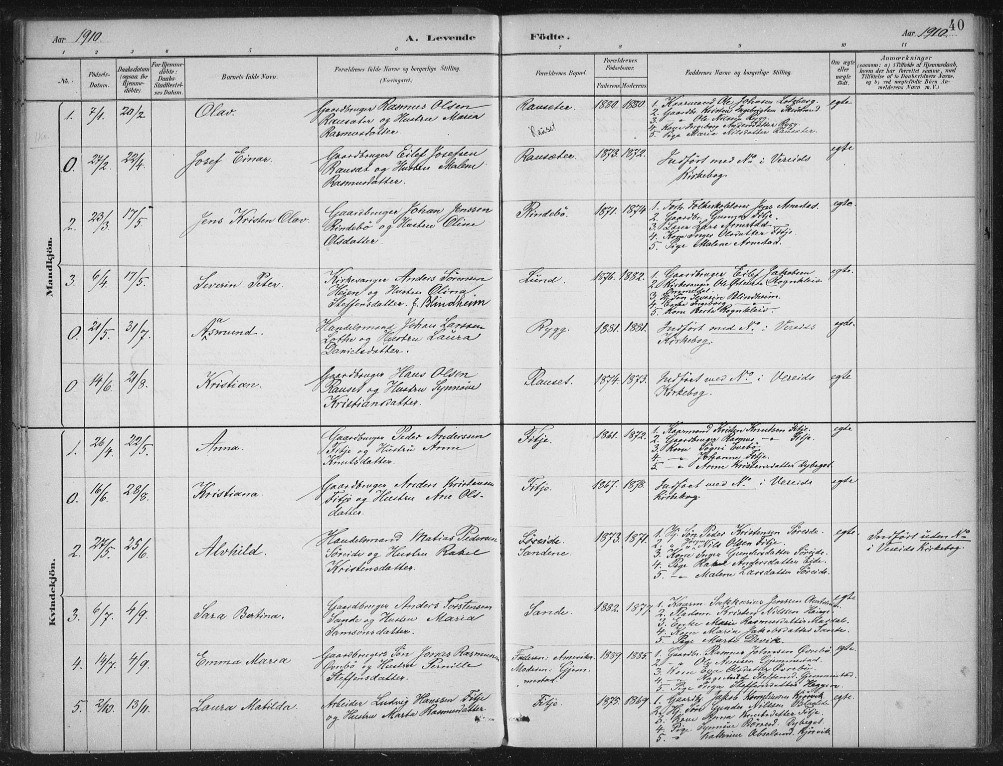 Gloppen sokneprestembete, SAB/A-80101/H/Haa/Haad/L0001: Parish register (official) no. D  1, 1885-1910, p. 40