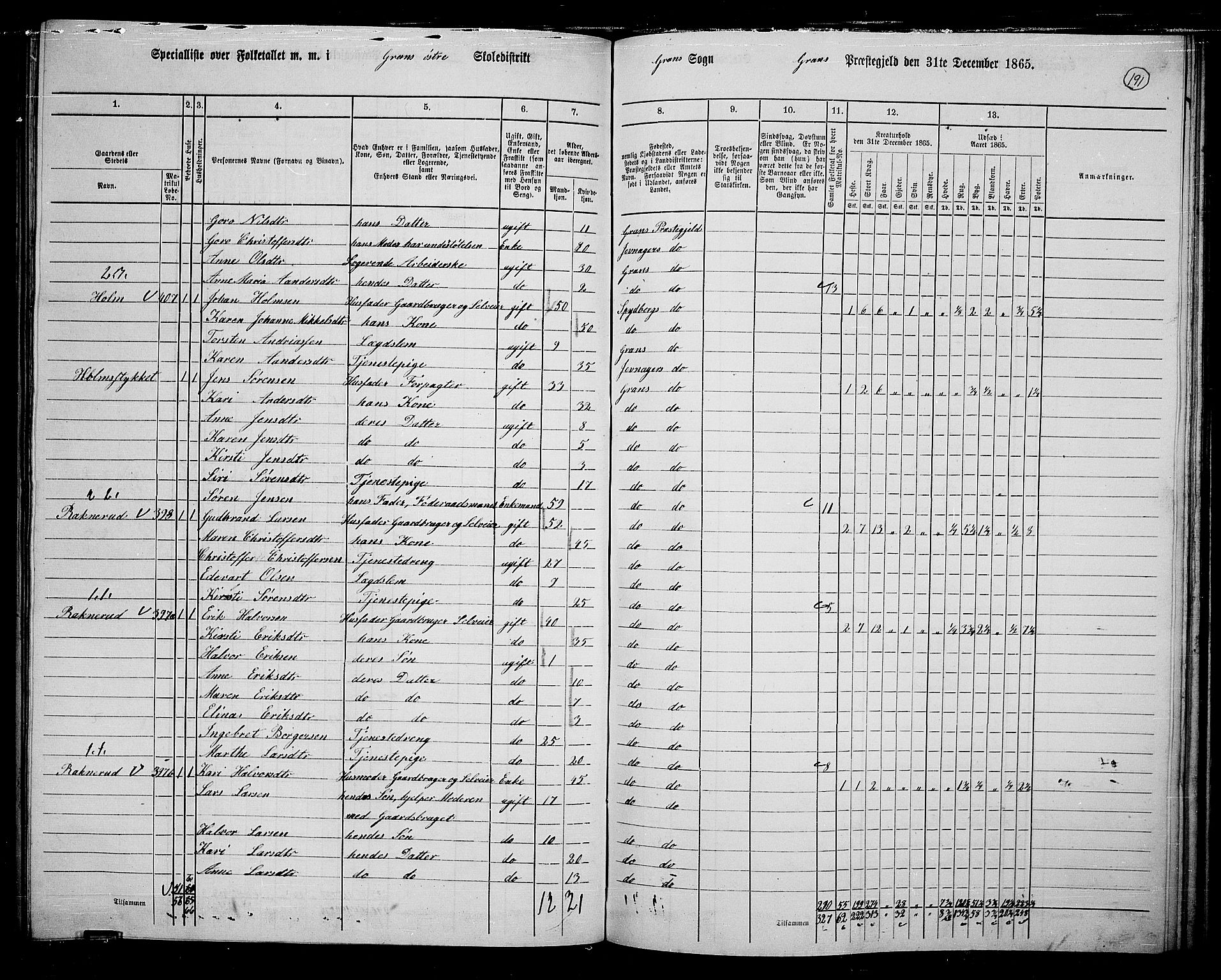 RA, 1865 census for Gran, 1865, p. 371