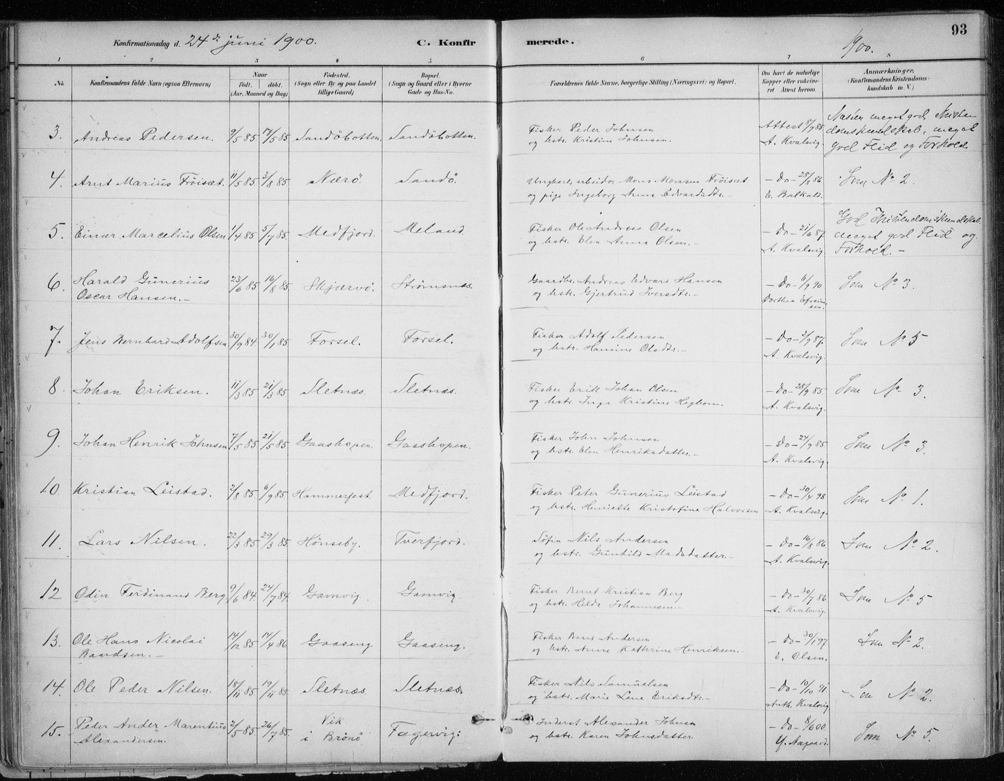 Hammerfest sokneprestkontor, SATØ/S-1347/H/Ha/L0013.kirke: Parish register (official) no. 13, 1898-1917, p. 93