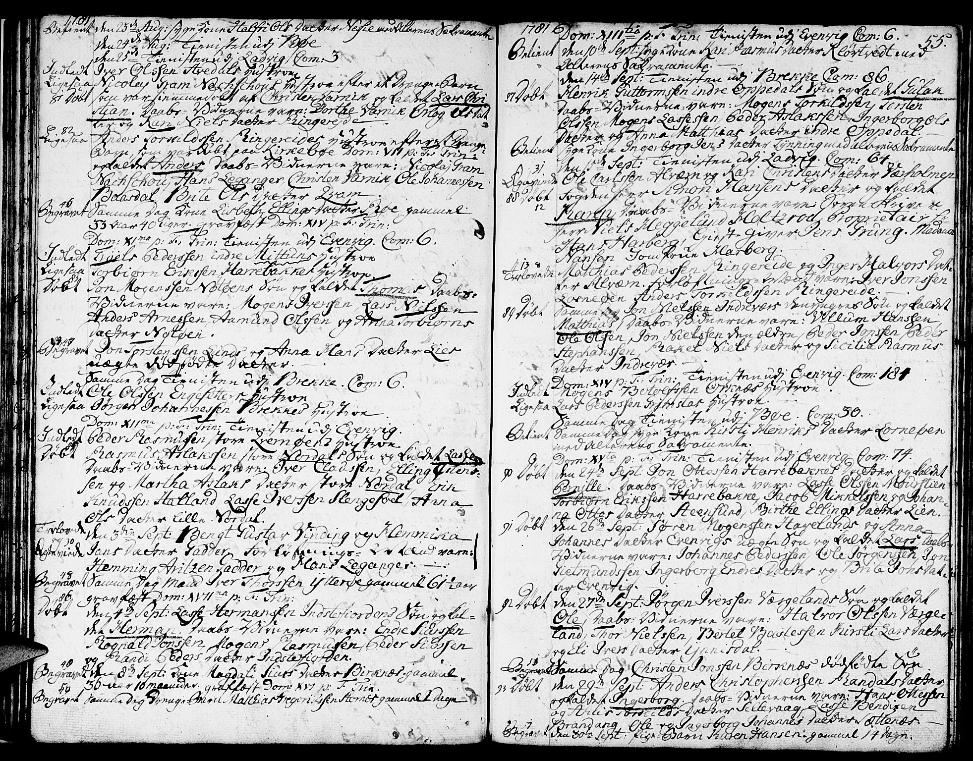 Gulen sokneprestembete, SAB/A-80201/H/Haa/Haaa/L0013: Parish register (official) no. A 13, 1776-1787, p. 55