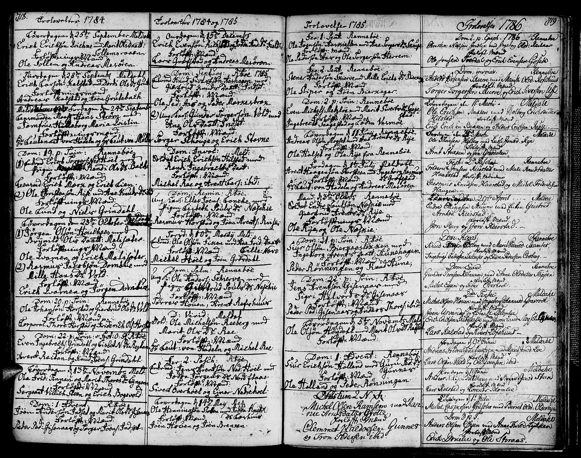 Ministerialprotokoller, klokkerbøker og fødselsregistre - Sør-Trøndelag, SAT/A-1456/672/L0852: Parish register (official) no. 672A05, 1776-1815, p. 718-719