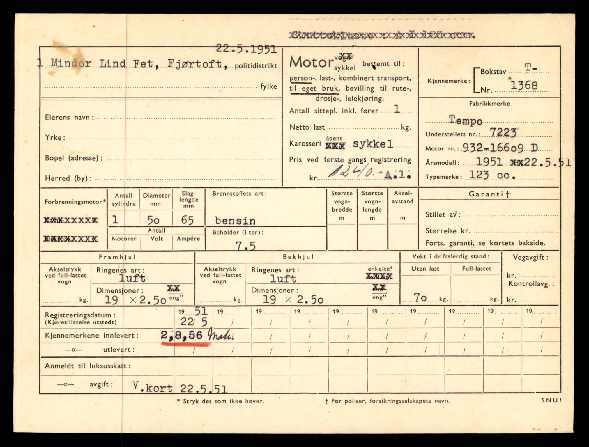 Møre og Romsdal vegkontor - Ålesund trafikkstasjon, AV/SAT-A-4099/F/Fe/L0012: Registreringskort for kjøretøy T 1290 - T 1450, 1927-1998, p. 1718