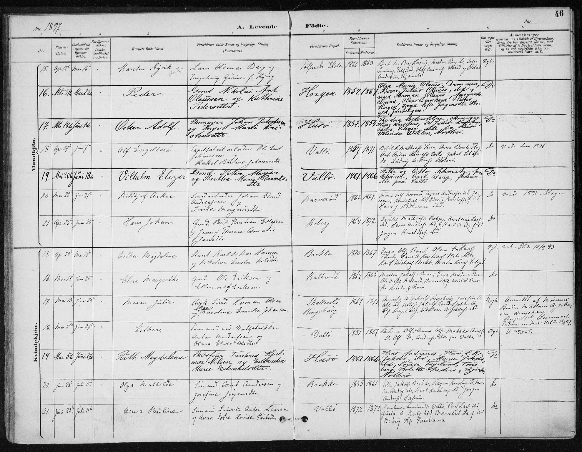 Sem kirkebøker, AV/SAKO-A-5/F/Fb/L0005: Parish register (official) no. II 5, 1892-1904, p. 46