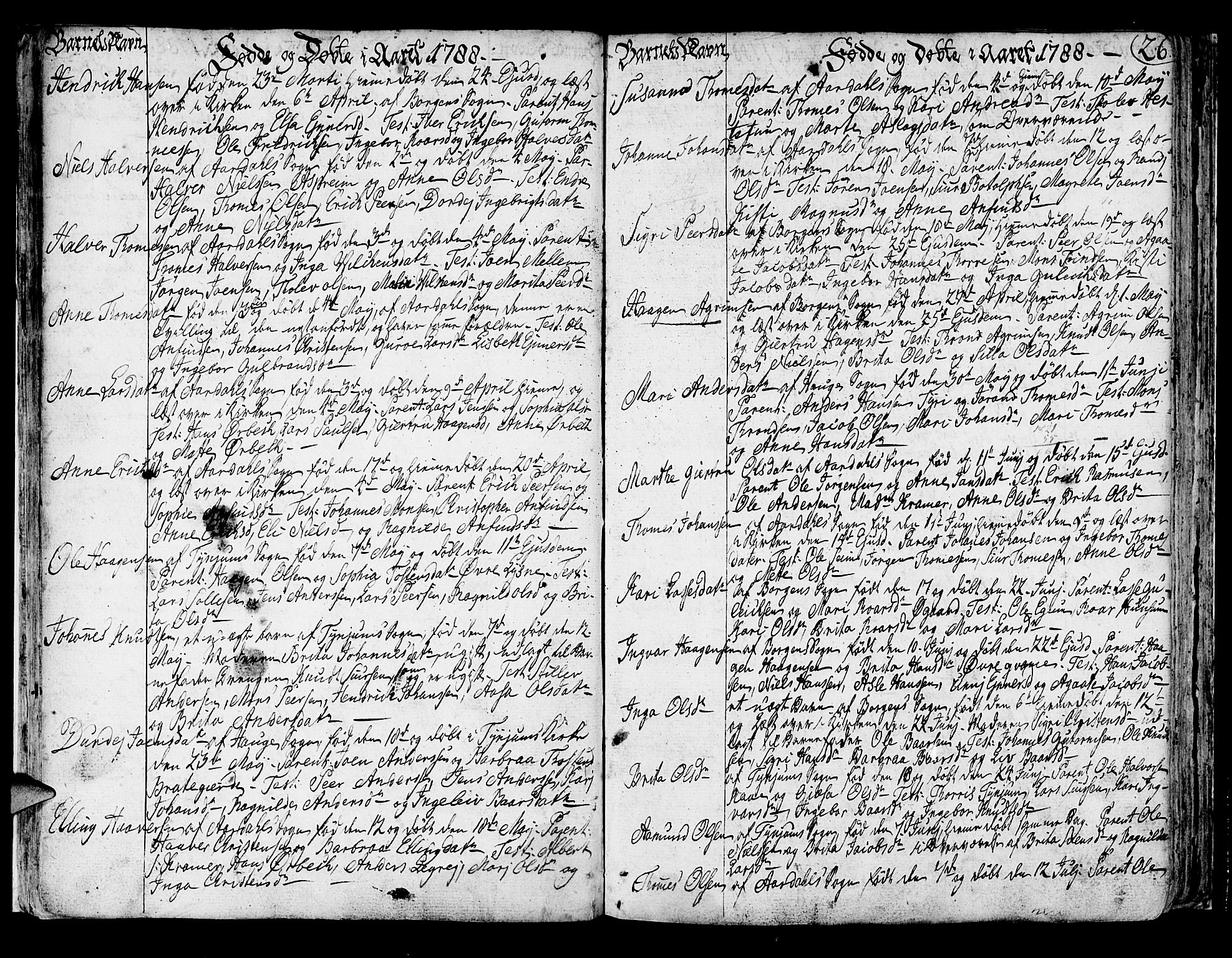 Lærdal sokneprestembete, SAB/A-81201: Parish register (official) no. A 3, 1783-1804, p. 26