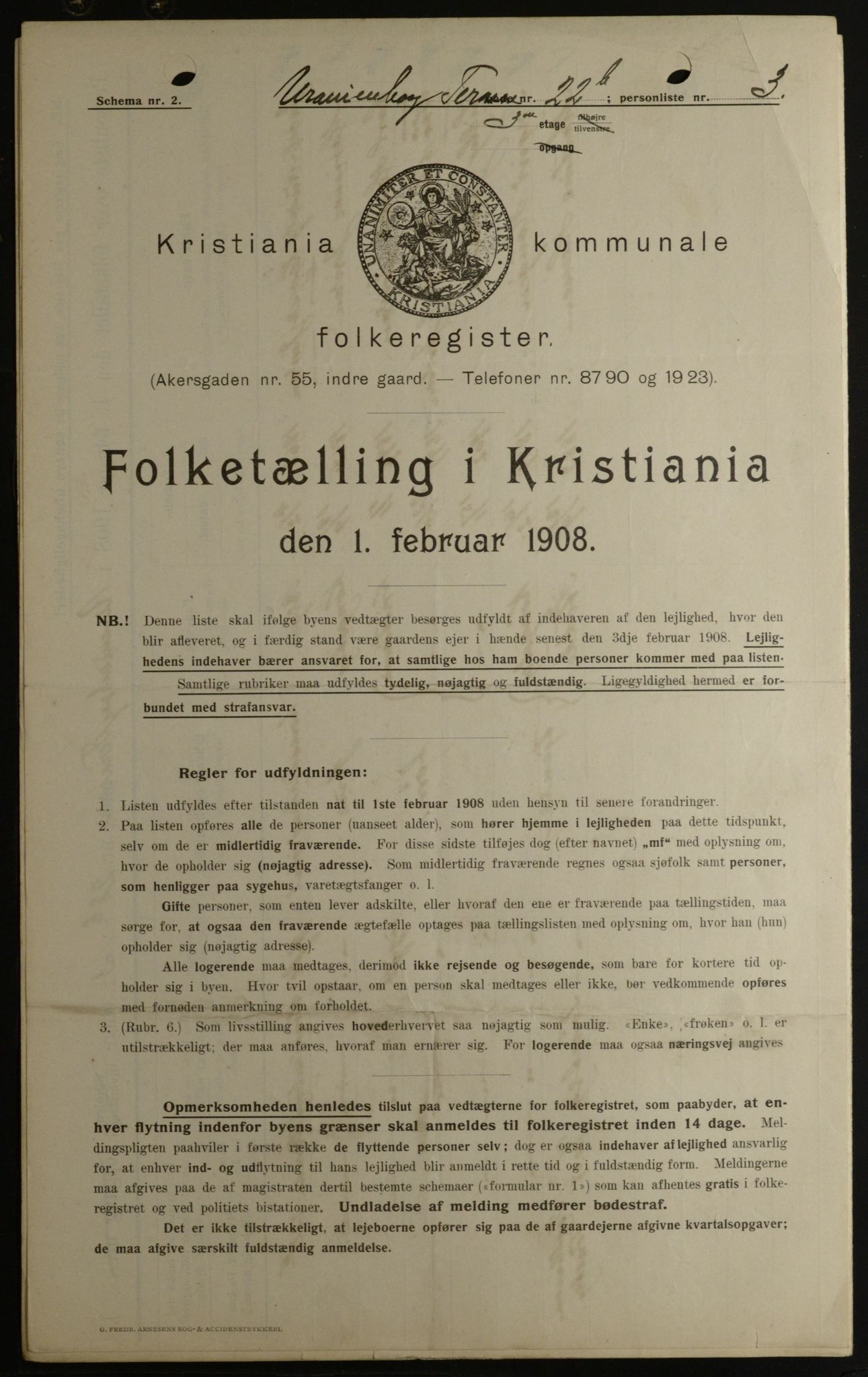 OBA, Municipal Census 1908 for Kristiania, 1908, p. 108009