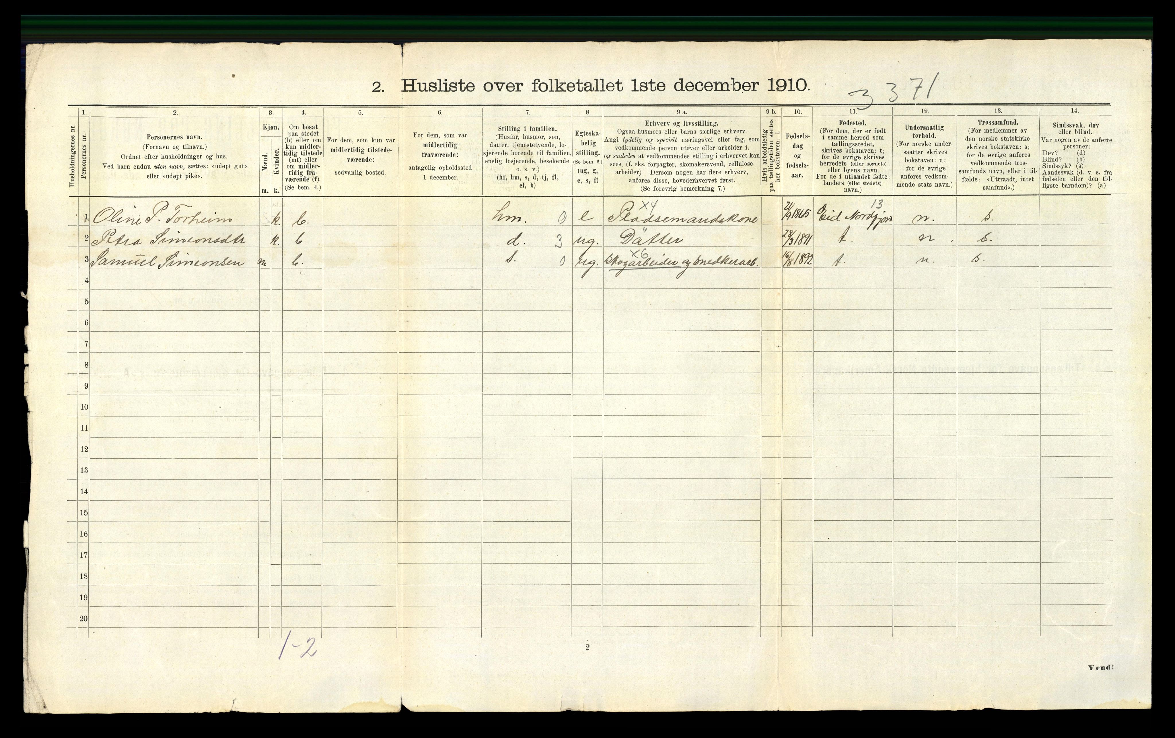 RA, 1910 census for Davik, 1910, p. 53