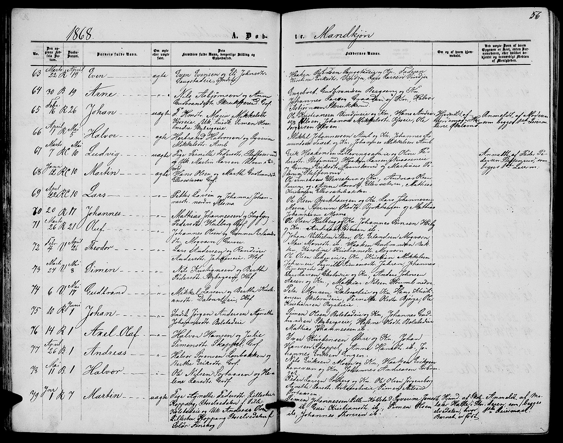 Ringsaker prestekontor, AV/SAH-PREST-014/L/La/L0007: Parish register (copy) no. 7, 1861-1869, p. 56