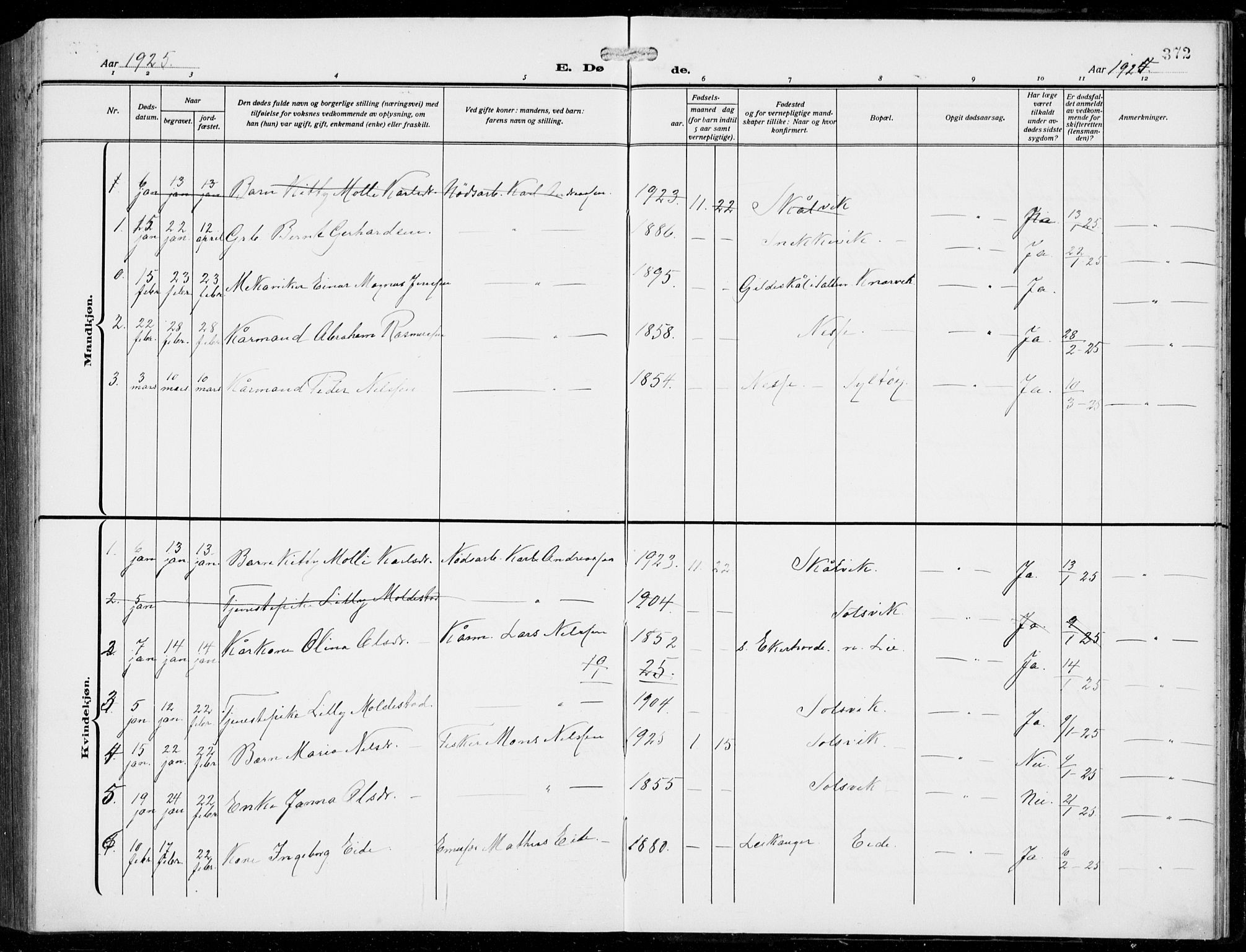 Fjell sokneprestembete, SAB/A-75301/H/Hab: Parish register (copy) no. A  6, 1918-1936, p. 372