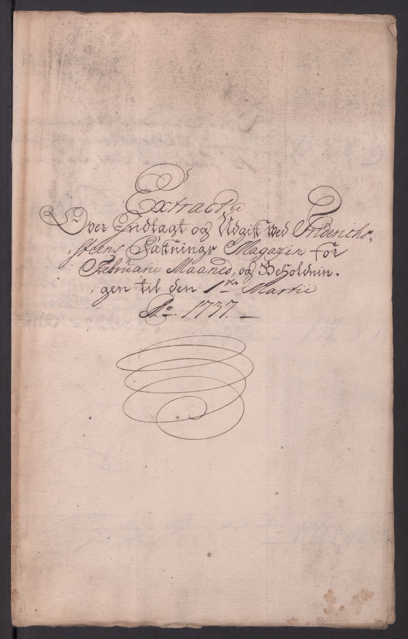Kommanderende general (KG I) med Det norske krigsdirektorium, AV/RA-EA-5419/D/L0154: Fredriksten festning: Brev, inventarfortegnelser og regnskapsekstrakter, 1730-1739, p. 528