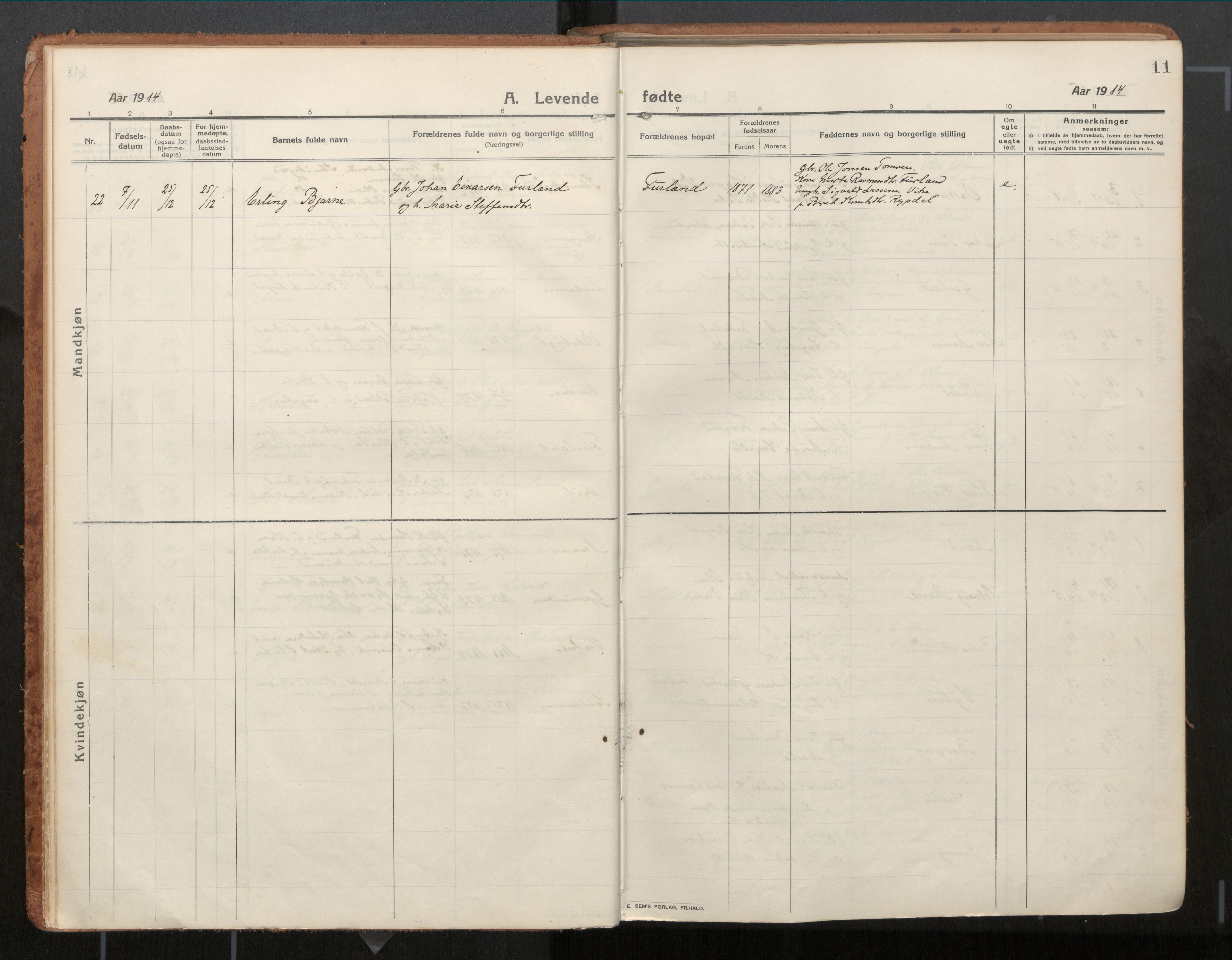 Ministerialprotokoller, klokkerbøker og fødselsregistre - Møre og Romsdal, AV/SAT-A-1454/539/L0534a: Parish register (official) no. 539A08, 1912-1935, p. 11