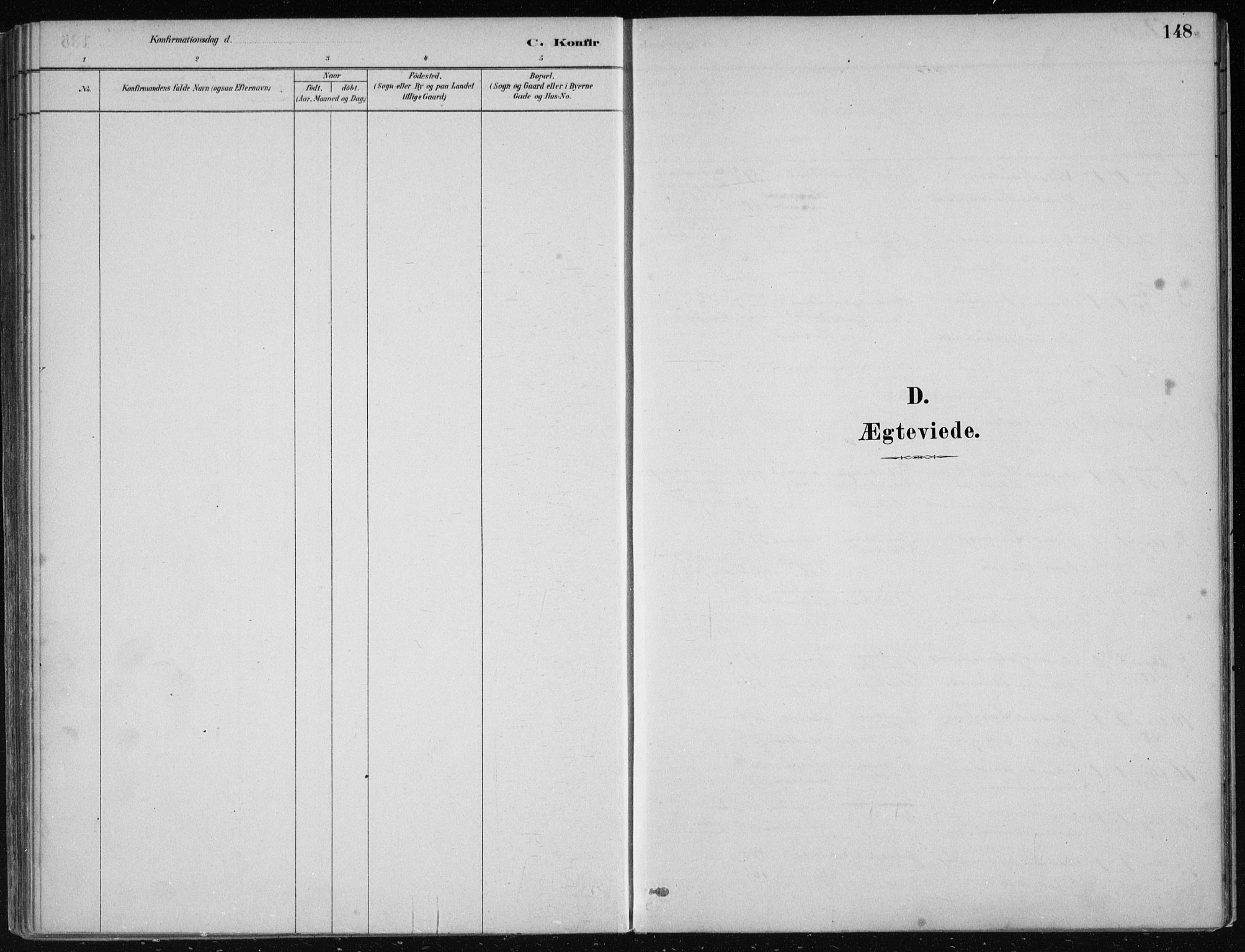Hosanger sokneprestembete, SAB/A-75801/H/Haa: Parish register (official) no. B  1, 1880-1896, p. 148