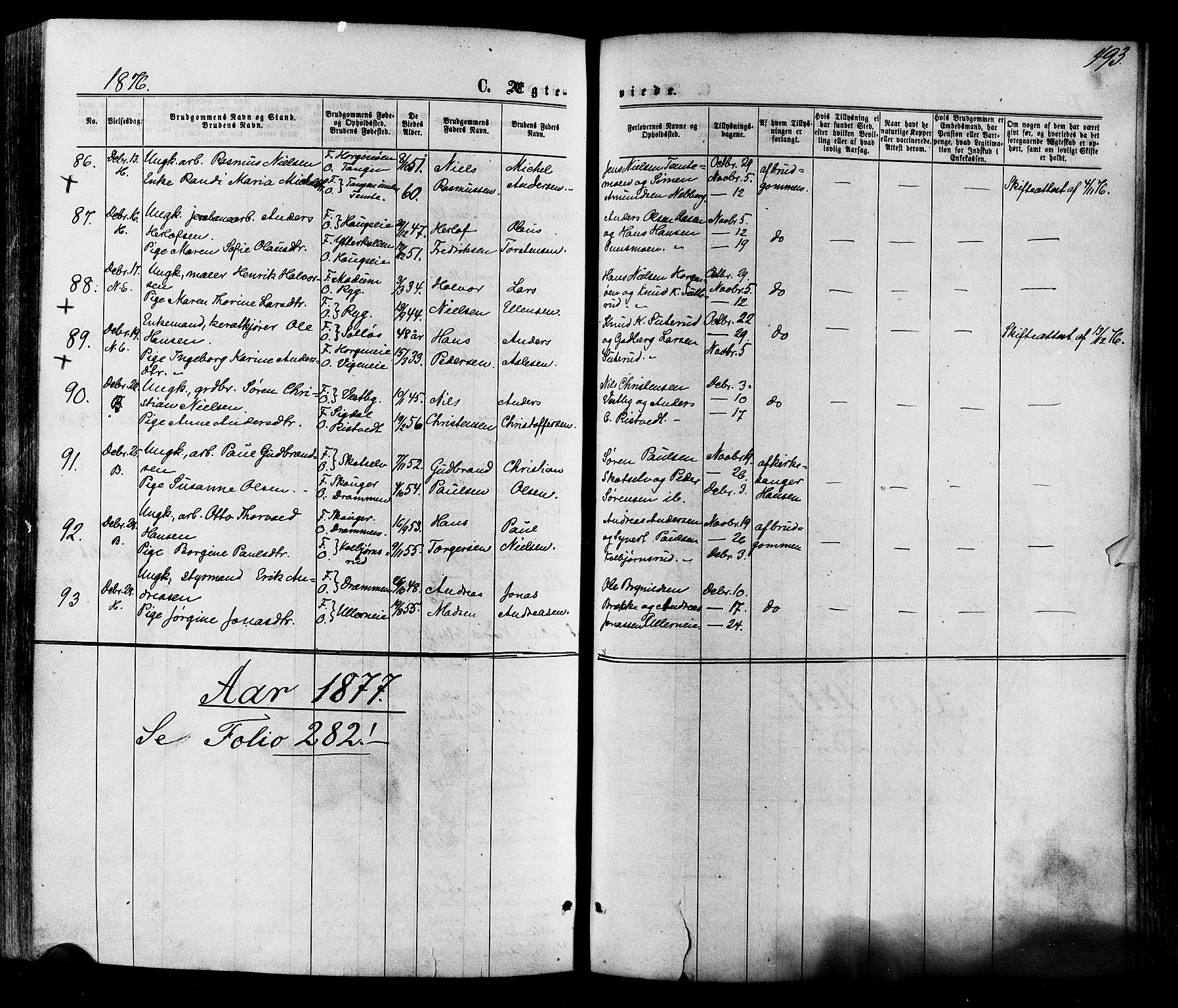 Eiker kirkebøker, AV/SAKO-A-4/F/Fa/L0017: Parish register (official) no. I 17, 1869-1877, p. 493