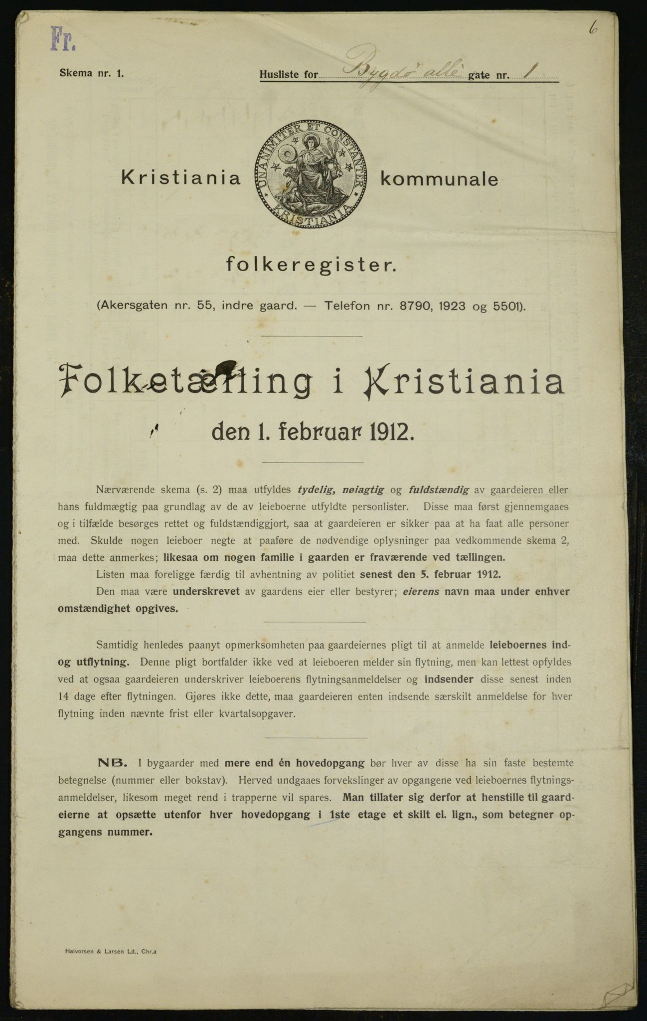 OBA, Municipal Census 1912 for Kristiania, 1912, p. 10186
