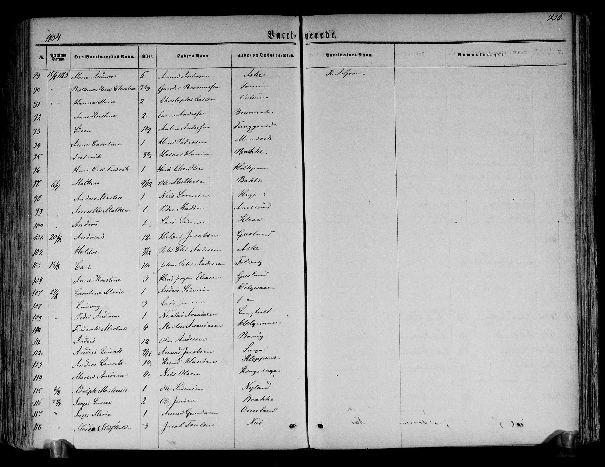 Brunlanes kirkebøker, AV/SAKO-A-342/F/Fa/L0005: Parish register (official) no. I 5, 1862-1877, p. 436