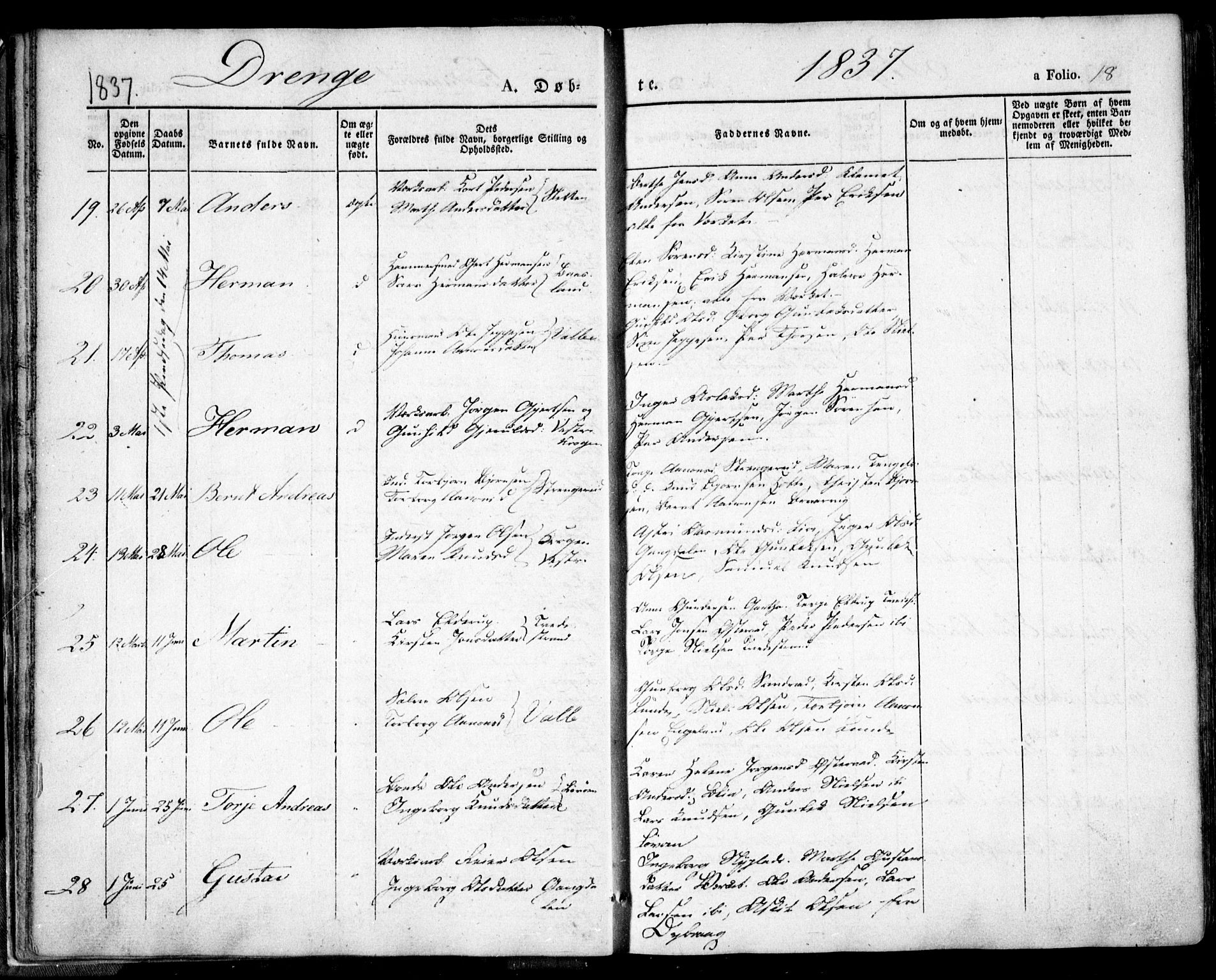 Holt sokneprestkontor, SAK/1111-0021/F/Fa/L0007: Parish register (official) no. A 7, 1836-1848, p. 18