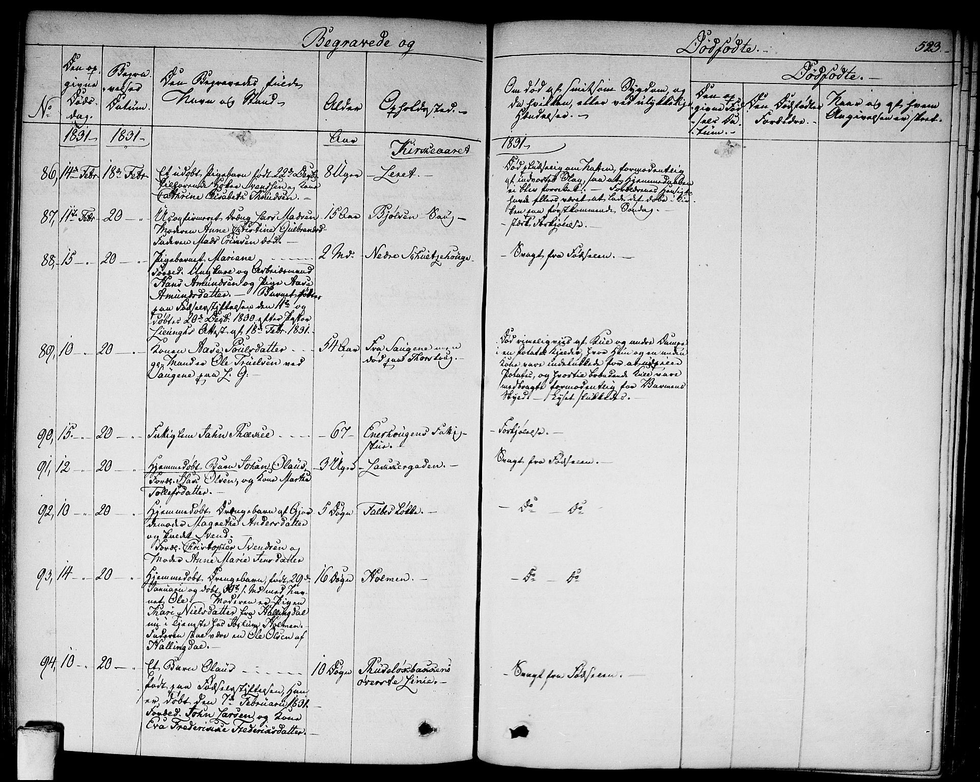 Aker prestekontor kirkebøker, SAO/A-10861/F/L0013: Parish register (official) no. 13, 1828-1837, p. 523