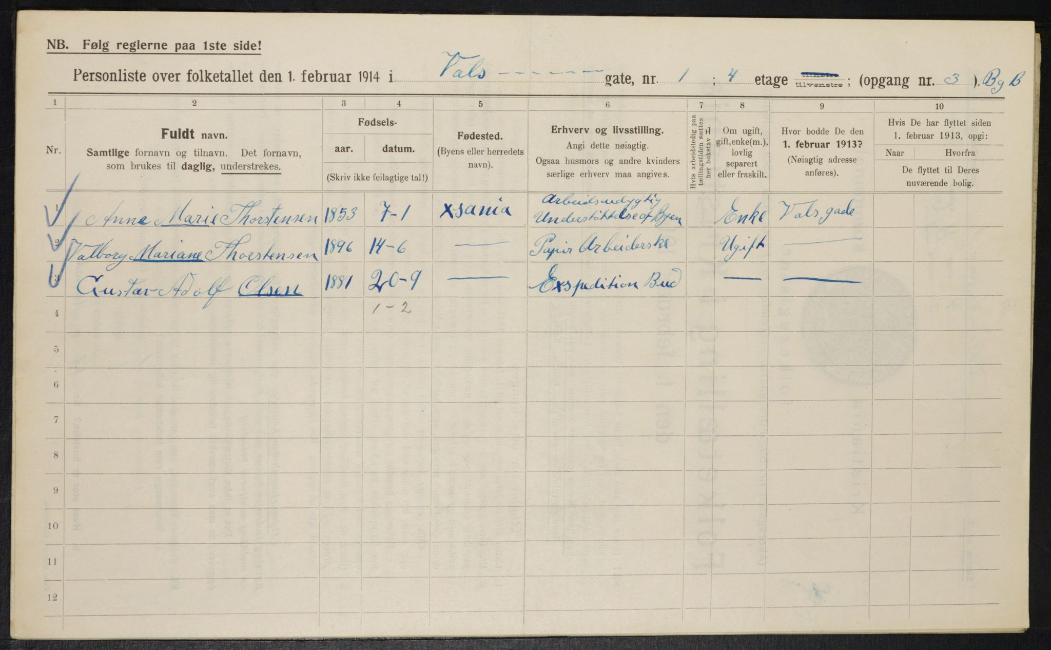 OBA, Municipal Census 1914 for Kristiania, 1914, p. 122410