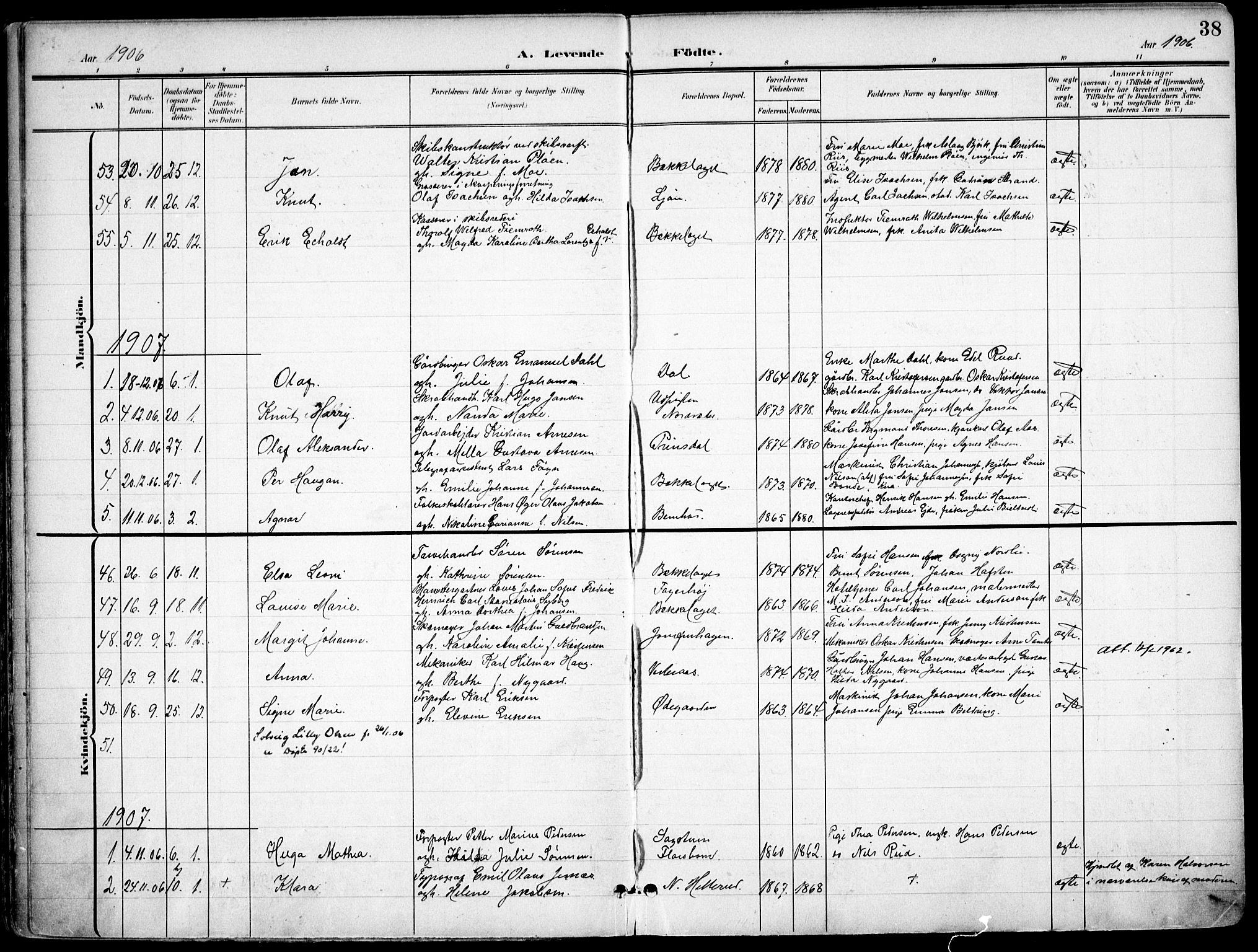 Nordstrand prestekontor Kirkebøker, AV/SAO-A-10362a/F/Fa/L0001: Parish register (official) no. 1, 1900-1914, p. 38