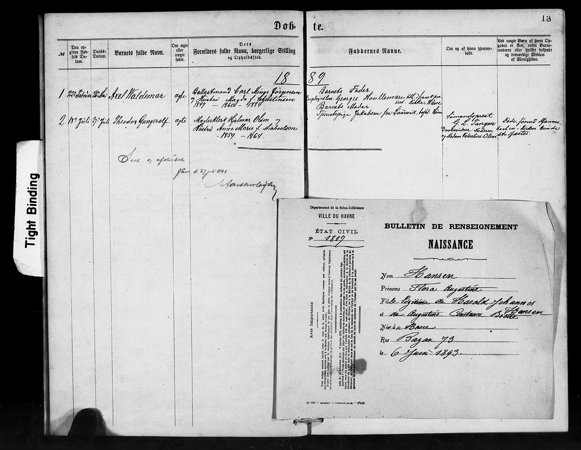 Den norske sjømannsmisjon i utlandet / Franske havner, SAB/SAB/PA-0108/H/Ha/Haa/L0001: Parish register (official) no. A 1, 1873-1889