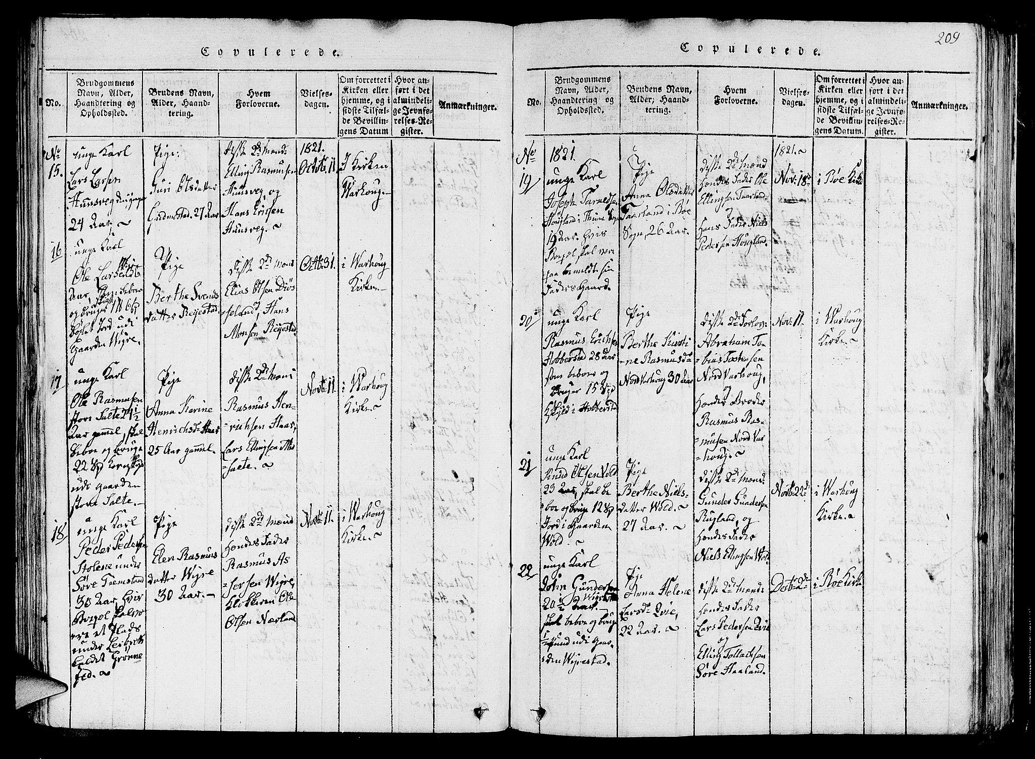 Hå sokneprestkontor, AV/SAST-A-101801/001/30BA/L0003: Parish register (official) no. A 3, 1815-1825, p. 209