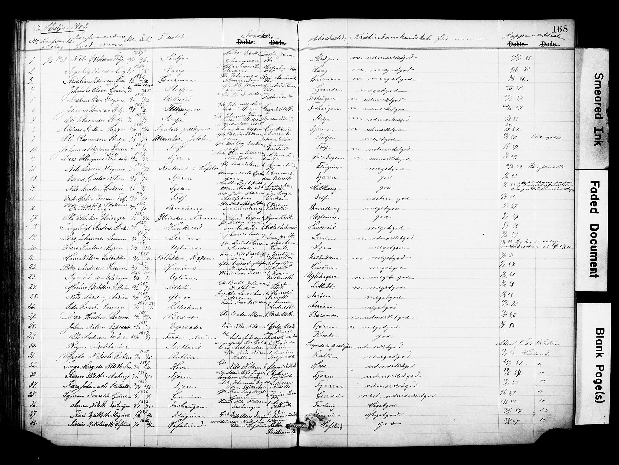 Sogndal sokneprestembete, SAB/A-81301/H/Hab/Haba/L0001: Parish register (copy) no. A 1, 1887-1907, p. 168