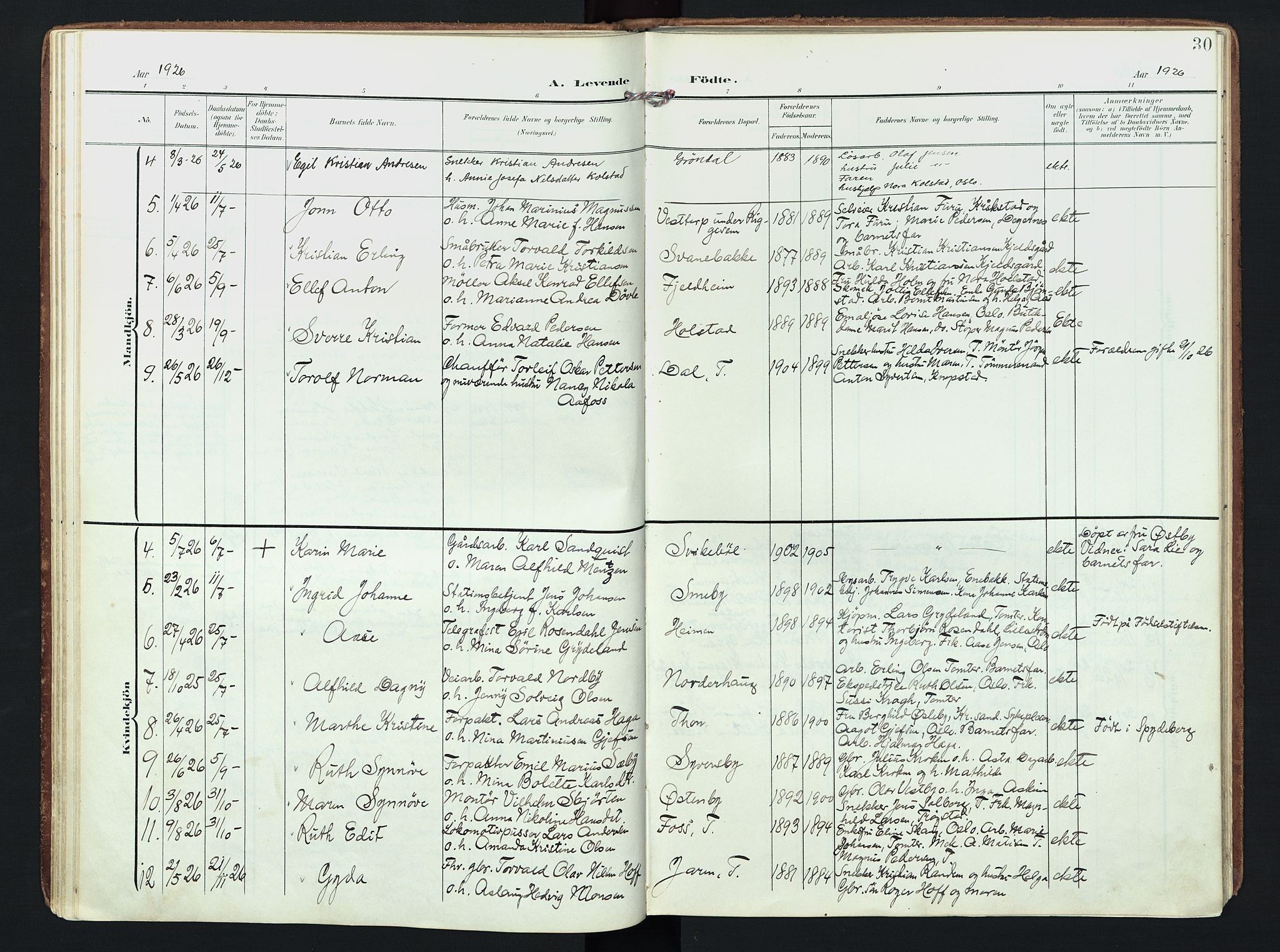 Hobøl prestekontor Kirkebøker, SAO/A-2002/F/Fb/L0002: Parish register (official) no. II 2, 1905-1927, p. 30